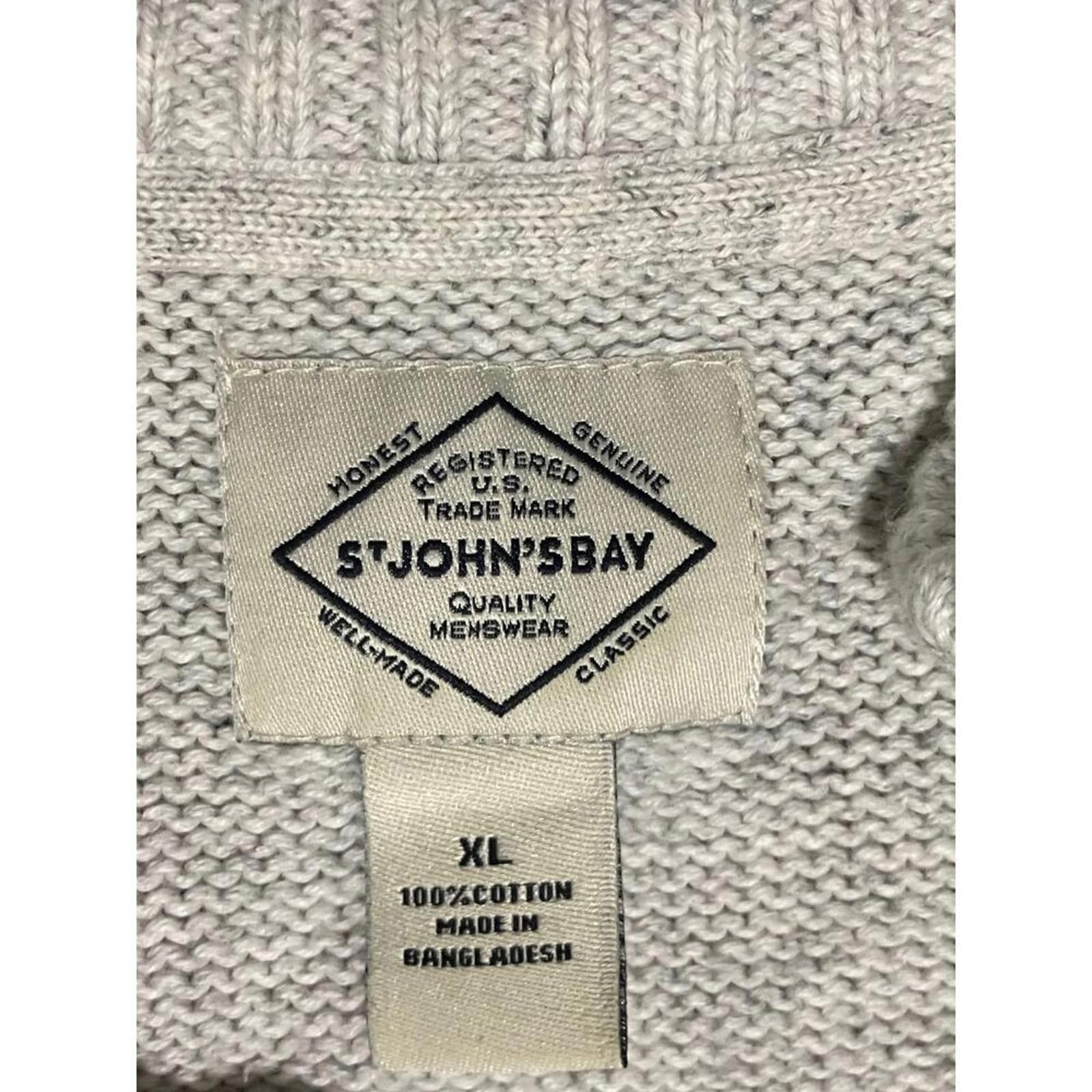 St. Johns Bay St. John’s Bay Men’s Cable Knit Henley Sweater Gray XL Size US XL / EU 56 / 4 - 8 Thumbnail