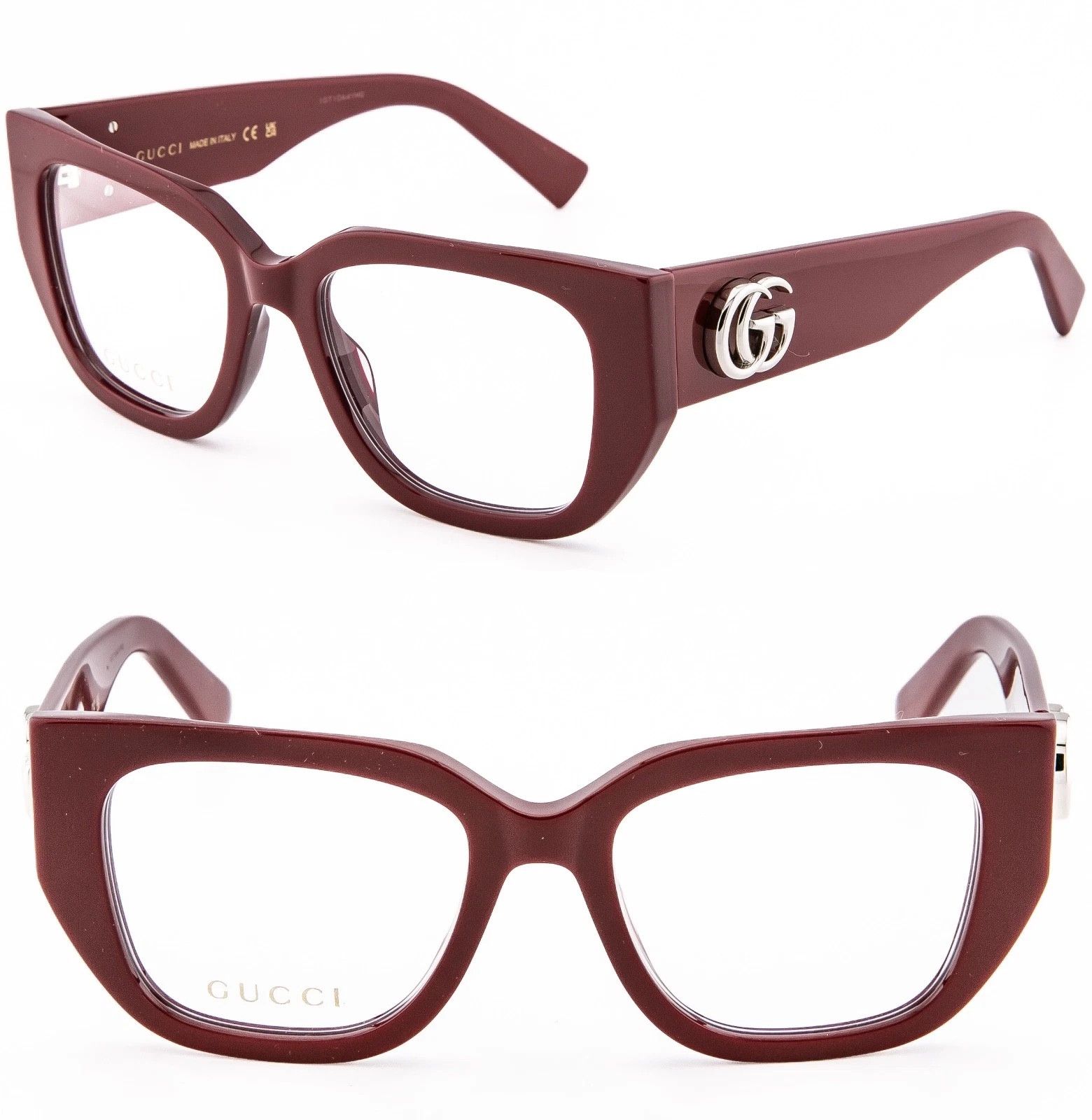 Gucci GUCCI GG1952O 1952 Burgundy GG Silver Bold Eyeglass 003 Size ONE SIZE - 1 Thumbnail