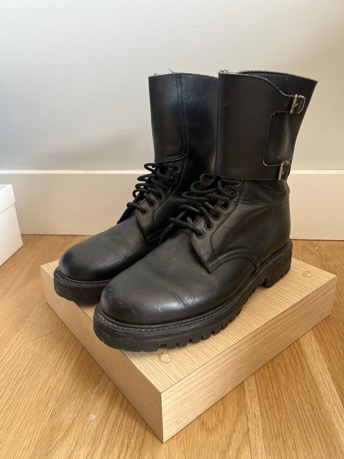 Other Black leather combat high top boots Size US 10 / EU 43 - 1 Thumbnail