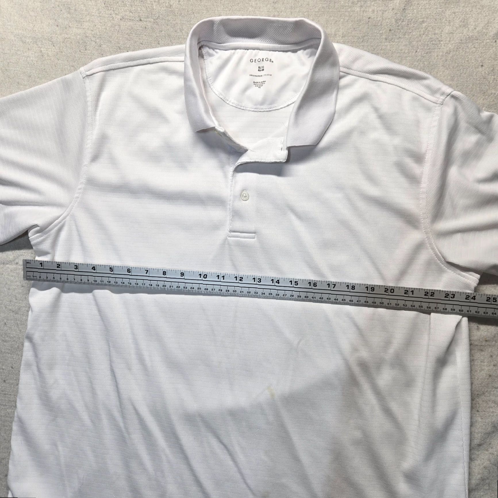 George George Polo Shirt Short Sleeve Adult XL White Cotton Blend Knit Shirt Mens Polo Slit 80s? Size US XL / EU 56 / 4 - 4 Thumbnail