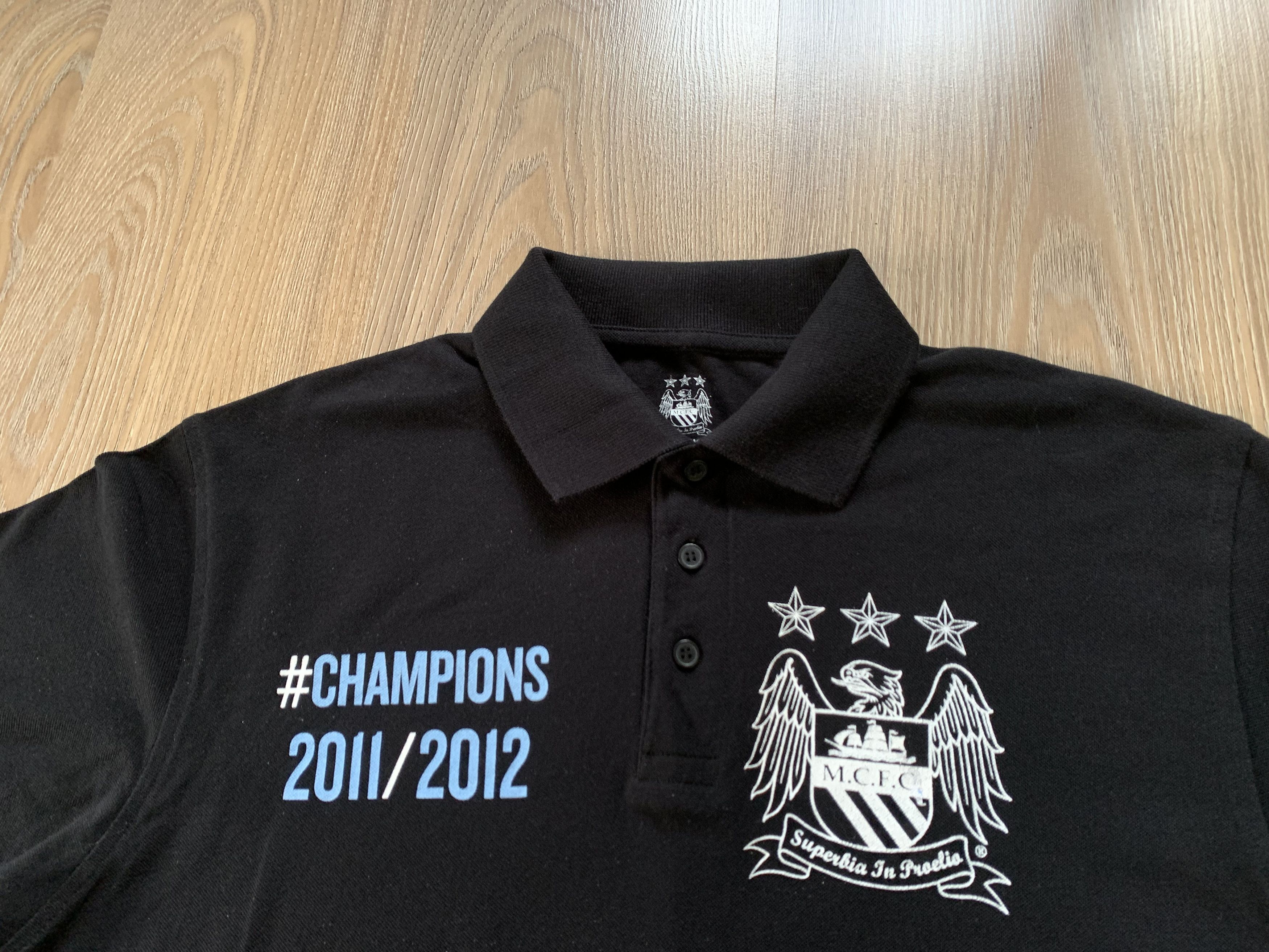 Other Manchester City 2011 Black Cotton Polo T Shirt Size US L / EU 52-54 / 3 - 4 Thumbnail