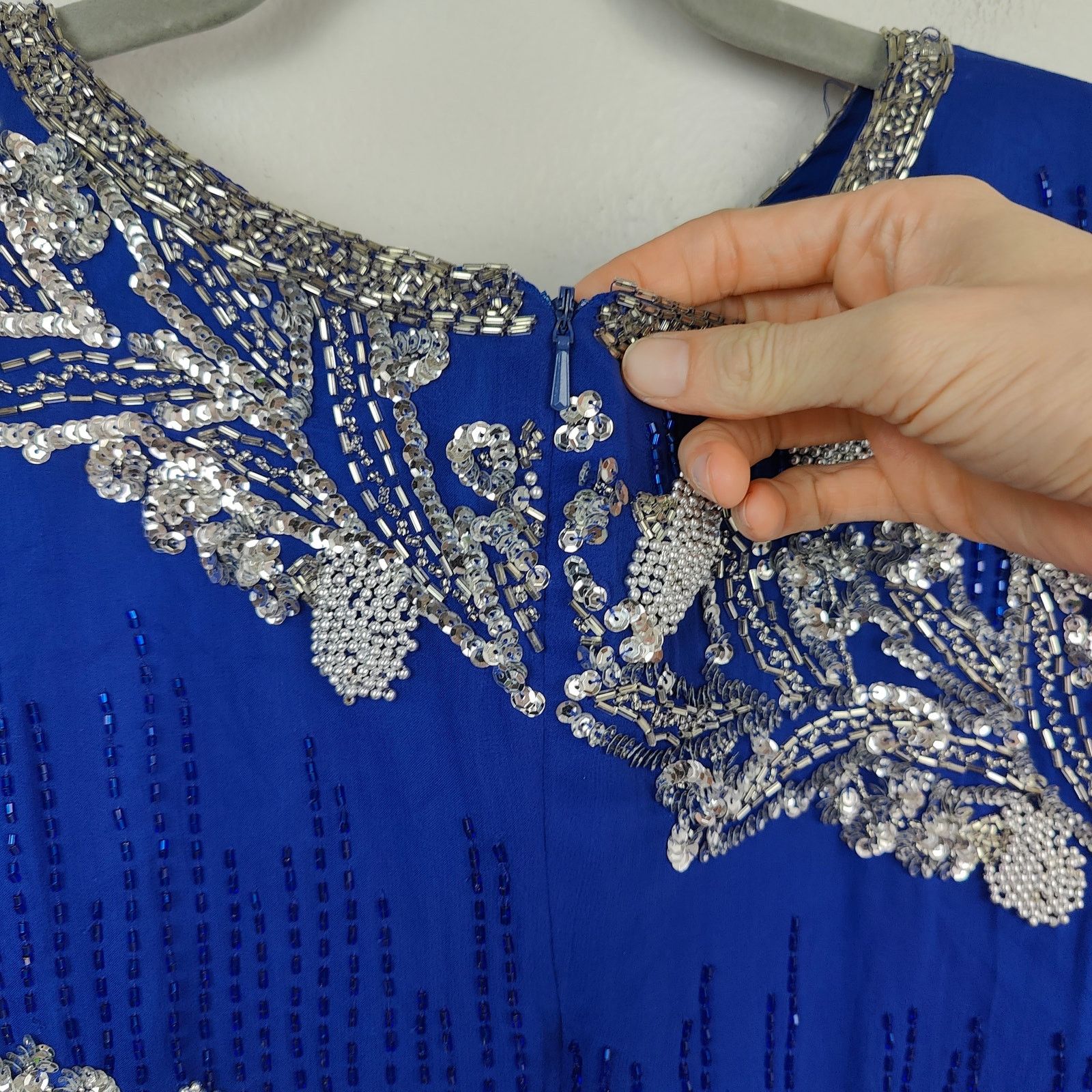 Other Vintage Nite Line I.Magnin Silk Beaded Top Womens 14 Blue Size XL / US 12-14 / IT 48-50 - 11 Thumbnail