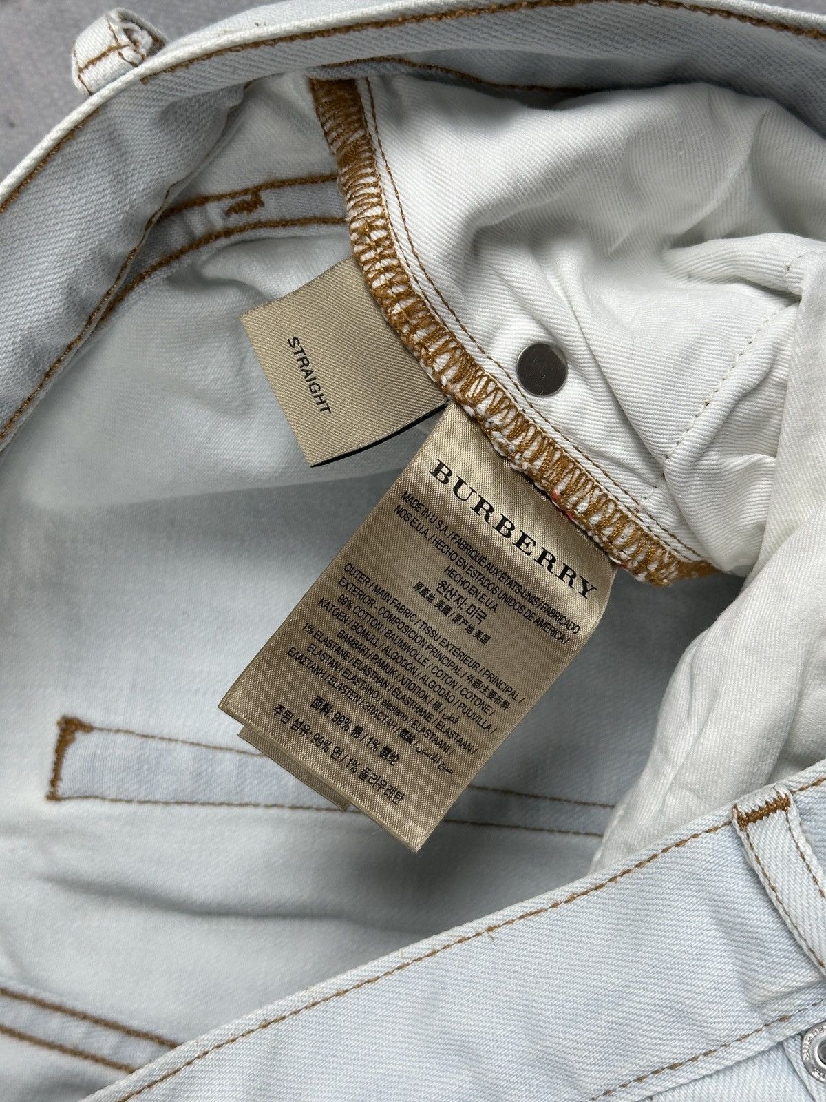 Burberry Burberry London England White Straight Selvedge Denim Jeans Size US 33 - 12 Thumbnail