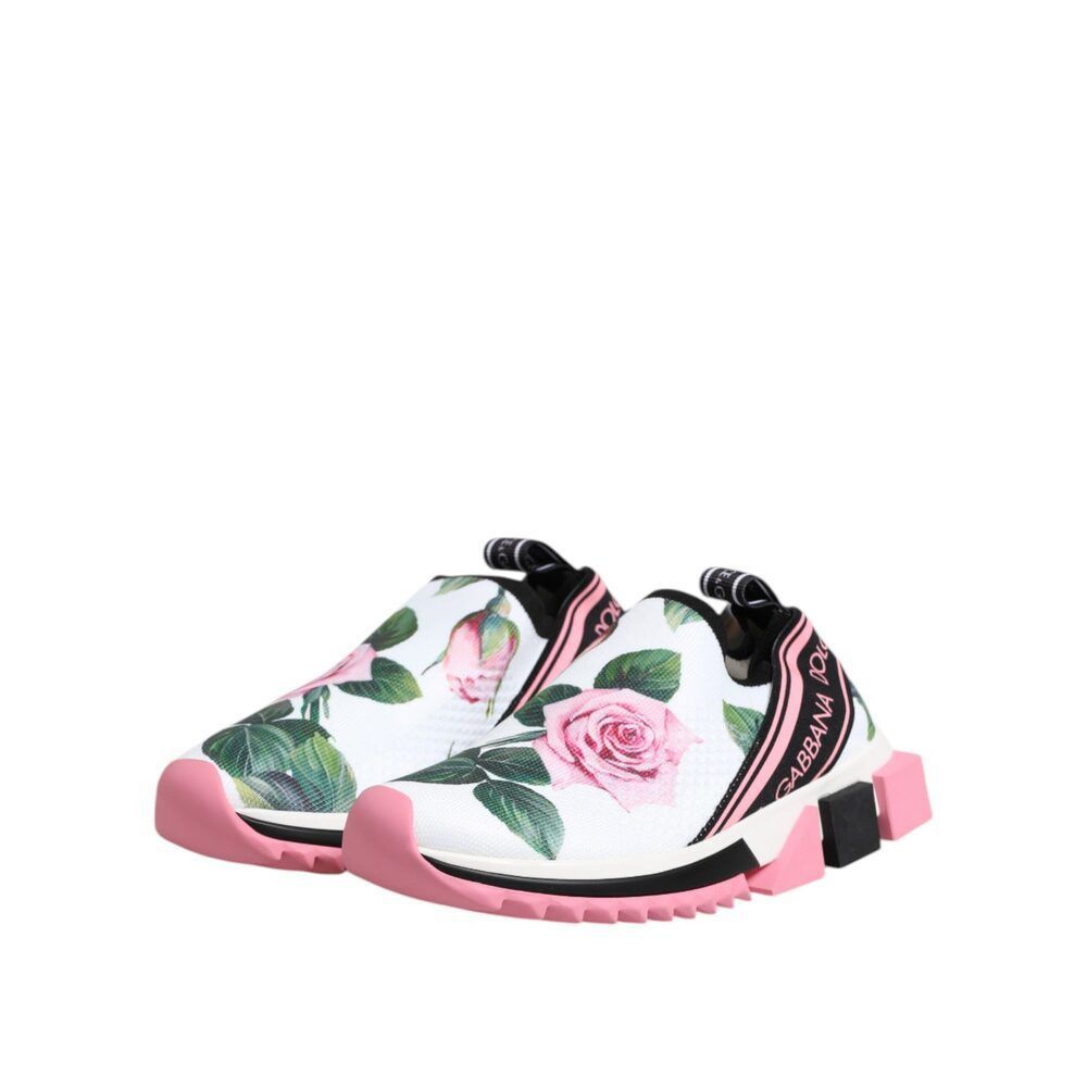 Dolce & Gabbana Dolce & Gabbana White Rose Print Sorrento Sneakers Shoes Size US 6 / IT 36 - 4 Thumbnail