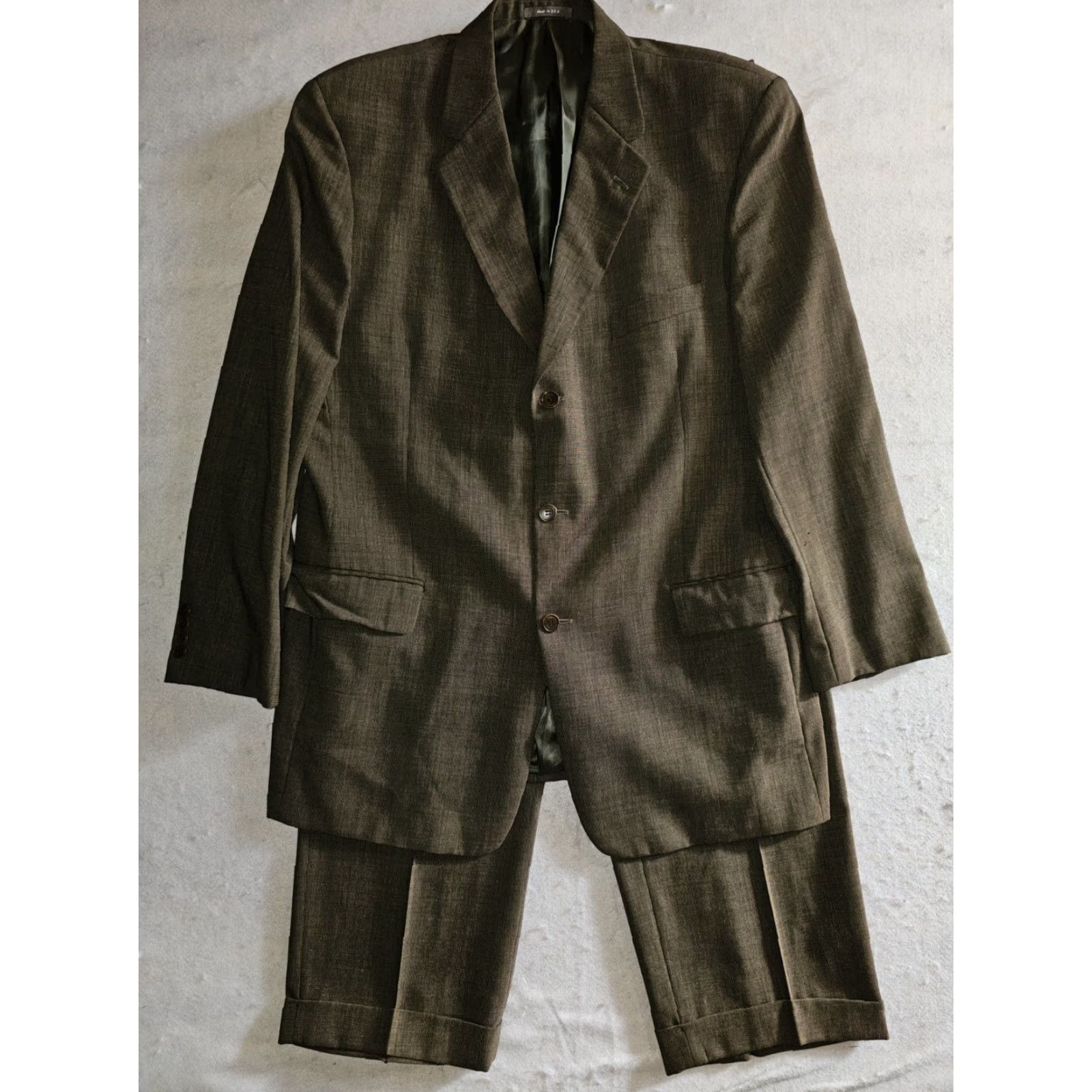 Calvin Klein Calvin Klein Signature 2pc Suit Wool Blend Solid Beige Brown Size 44 Reg 36/30 Mens Suit 2 Piece Regular Classic Size 44R - 2 Thumbnail