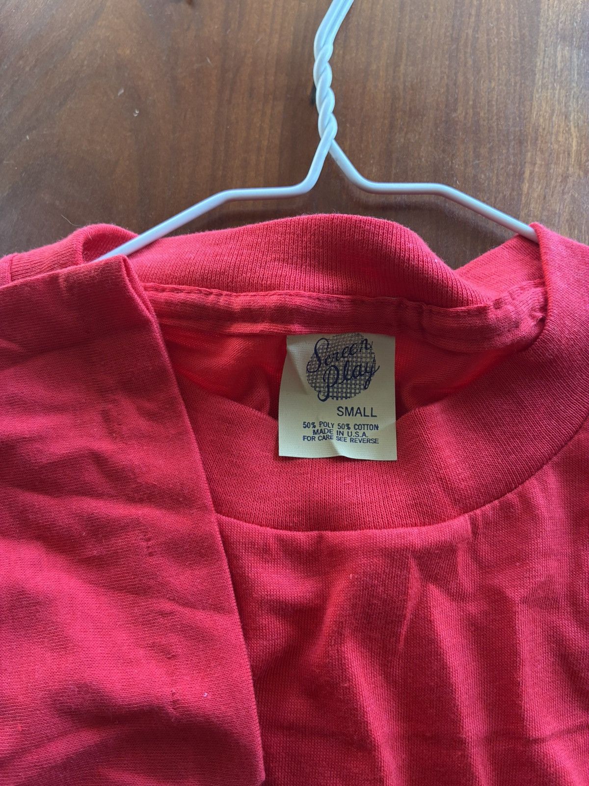 Vintage Vintage 80s 50/50 cotton poly red tee shirt Size US S / EU 44-46 / 1 - 2 Thumbnail