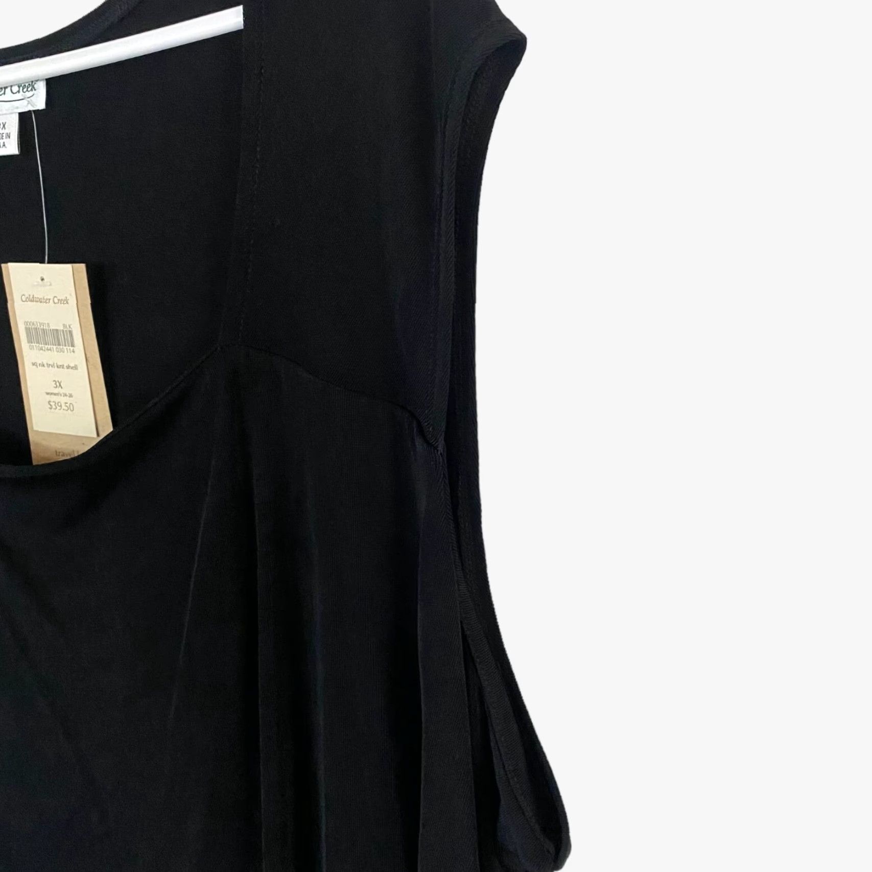 Coldwater Creek Coldwater Creek Tank Top Womens 3XL Black Square Neck Travel Knit Sleeveless NEW Size XXL / US 16-18 / IT 52-54 - 6 Thumbnail
