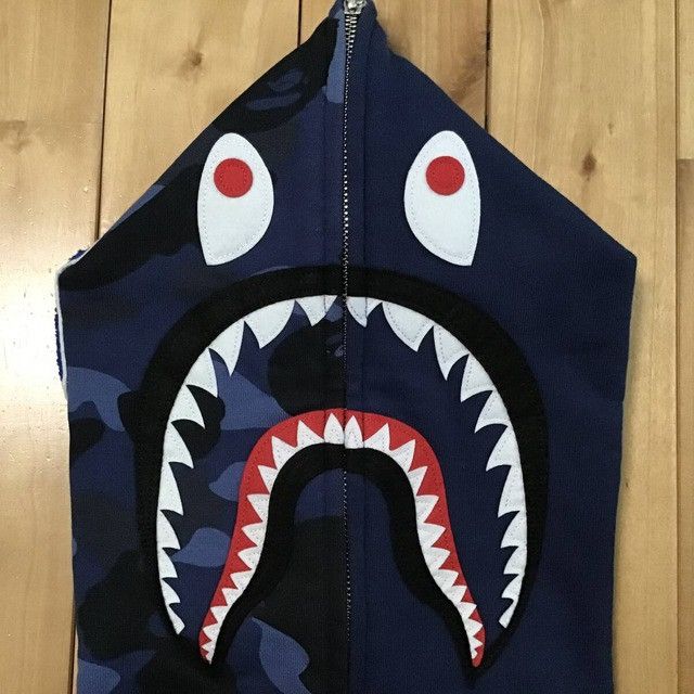 Bape BAPE Navy x Blue camo shark full zip hoodie a bathing ape Size US M / EU 48-50 / 2 - 3 Thumbnail