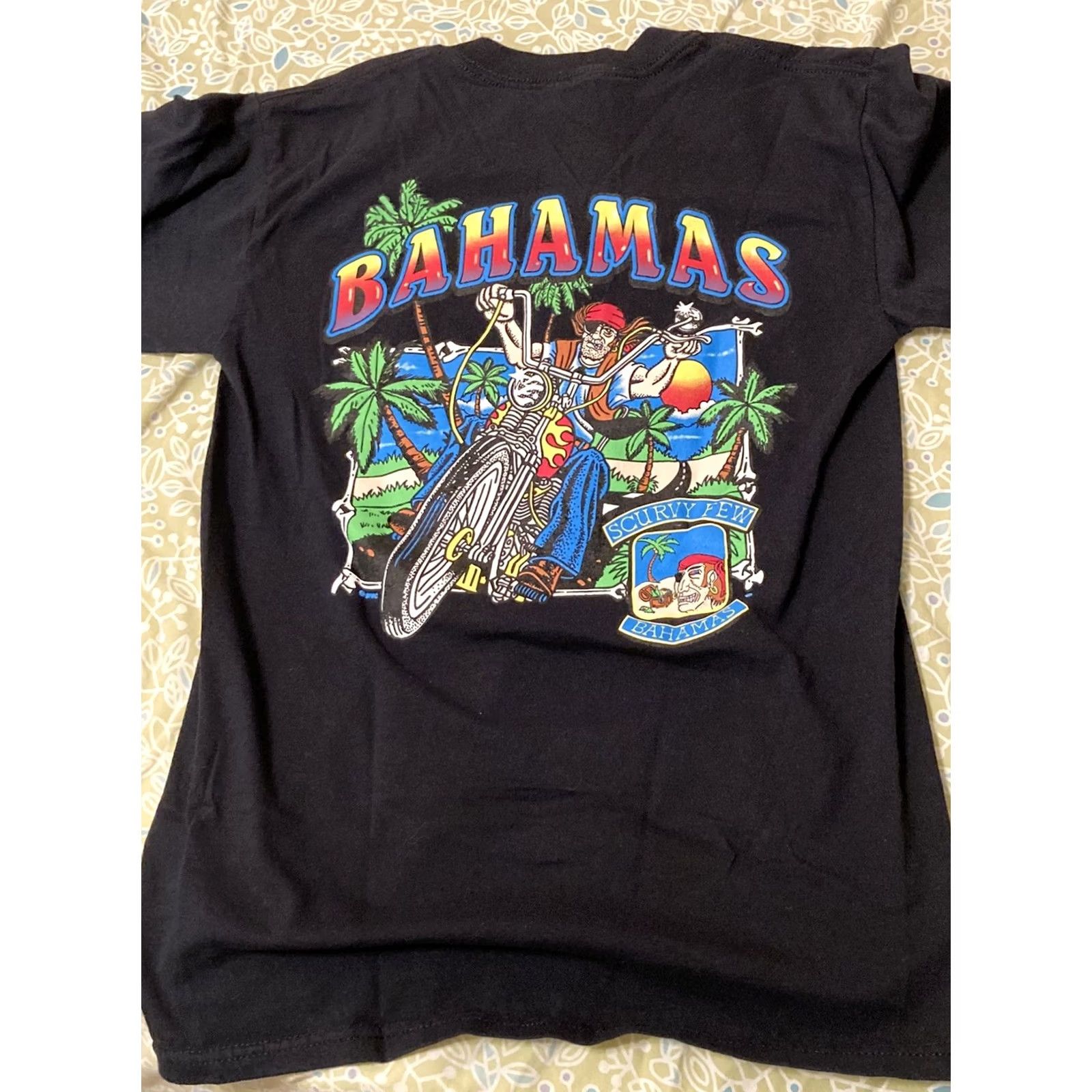 Vintage SCURVY FEW Motorcycle Club Bahamas Womens V Neck S Tank Black S Size S / US 4 / IT 40 - 6 Thumbnail