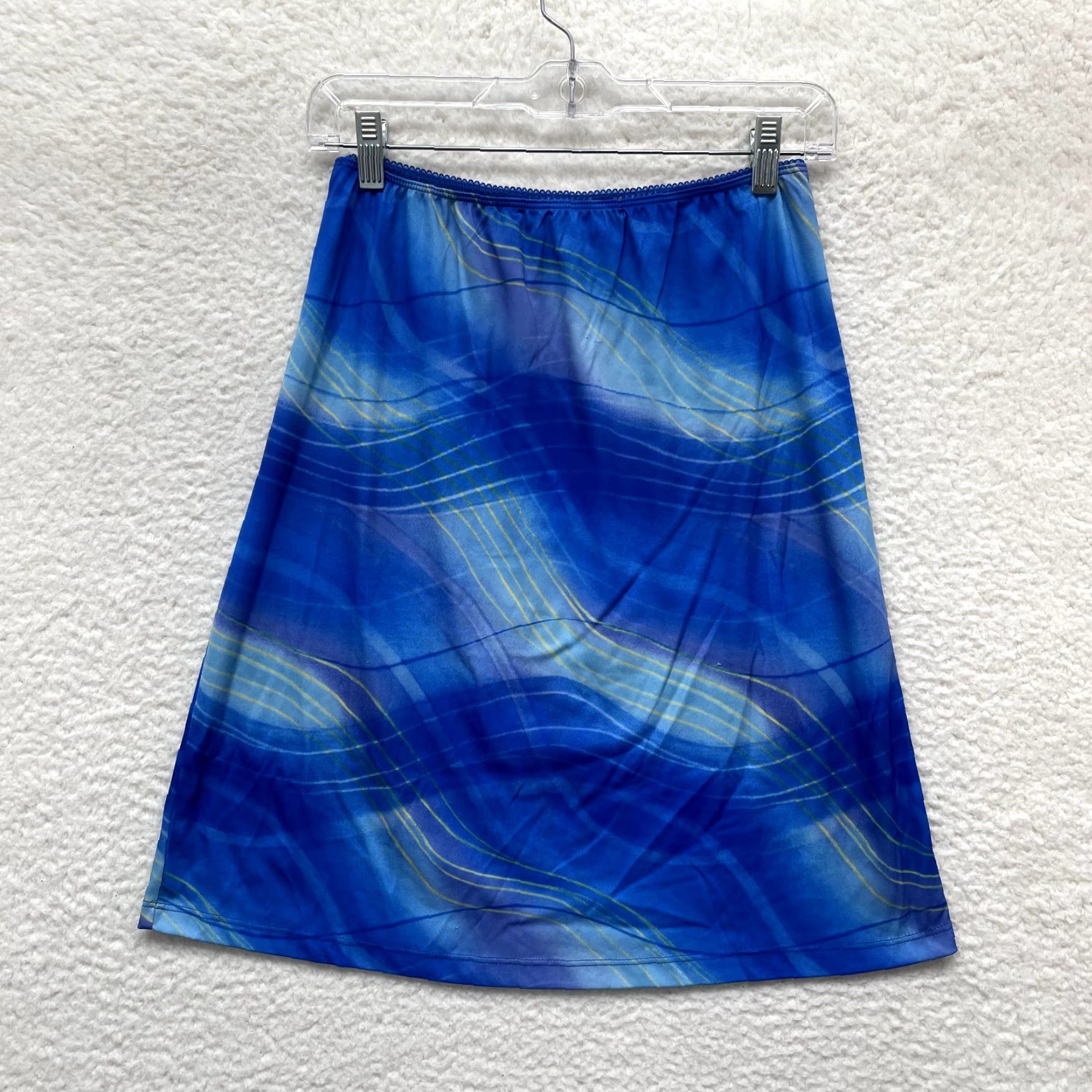 Vintage VINTAGE 90s Y2K Midi Skirt Blues Paris Blues Blue Rhinestone Bling Slinky Stretch Rave M Womens Size 32" / US 10 / IT 46 - 2 Thumbnail