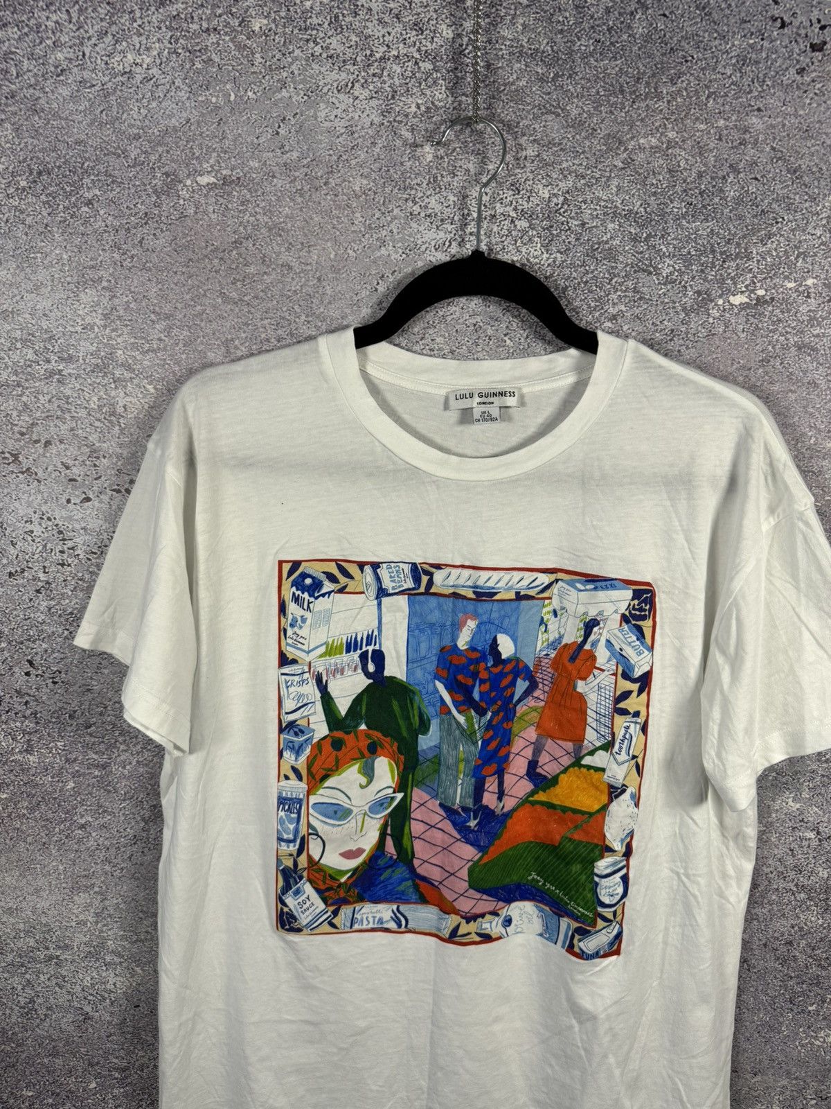Designer × Japanese Brand × Vintage Lulu Guinness Cartoon Printed White T Shirt Oldmoney Size L / US 10 / IT 46 - 3 Thumbnail