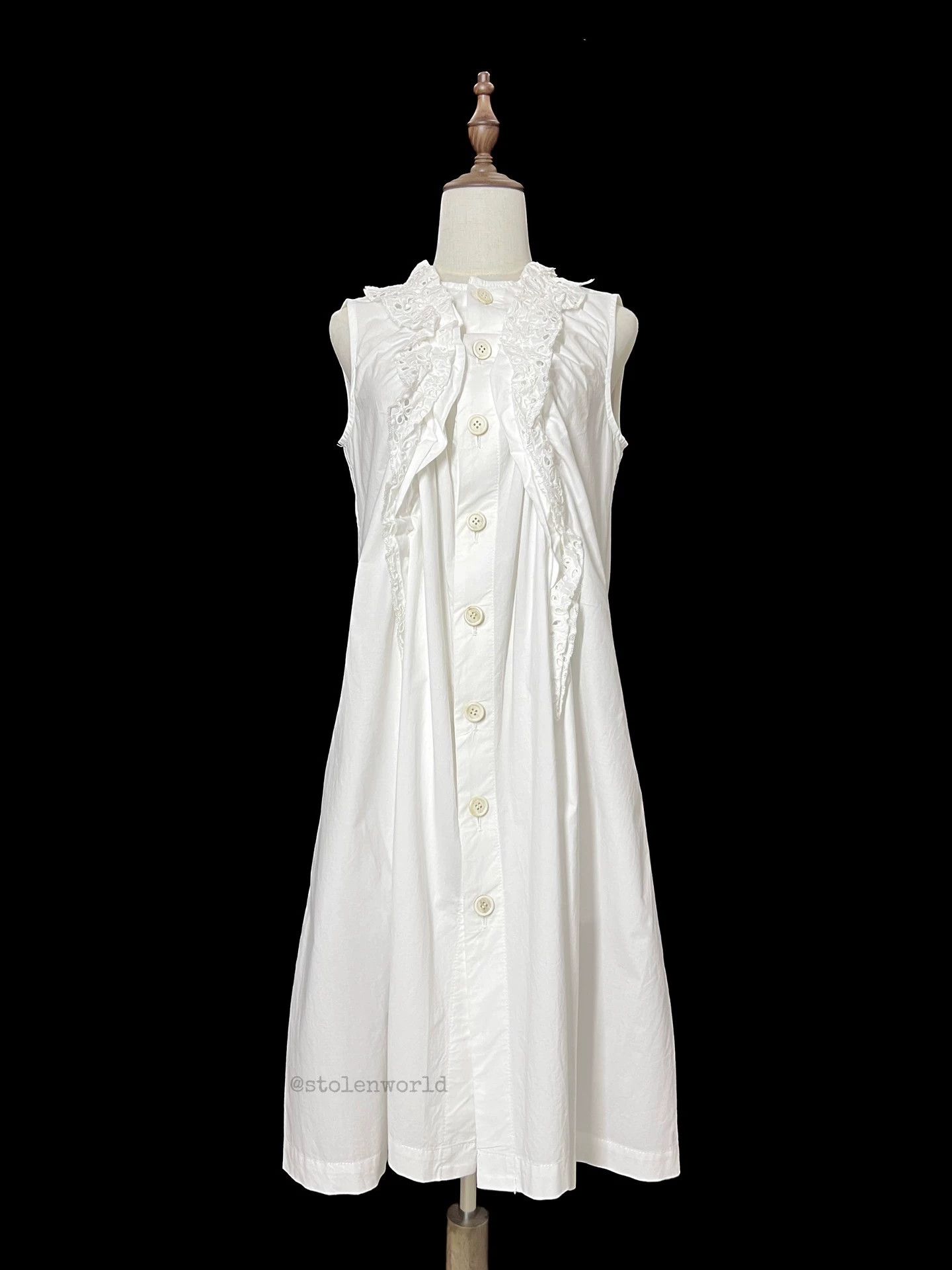 Comme des Garcons Comme des Garçons White Irregular Pleated Lace Dress Size S Size S / US 4 / IT 40 - 7 Thumbnail