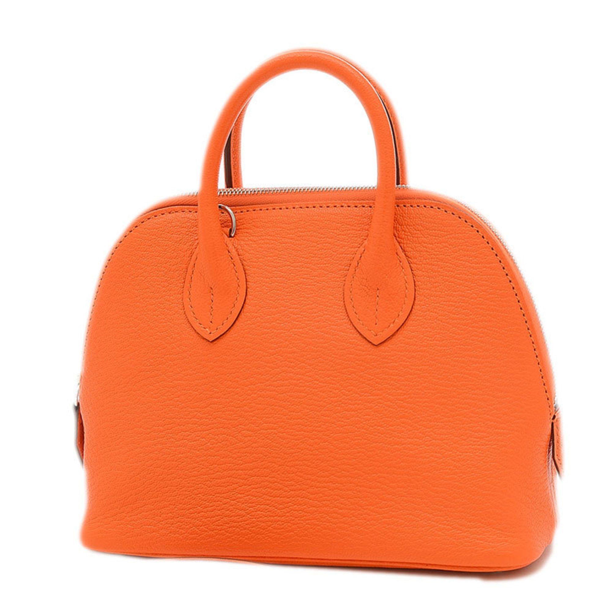 image of Hermes Bolide 1923 Handbag Chevre Orange Anne B Stamp in Silver, Women's