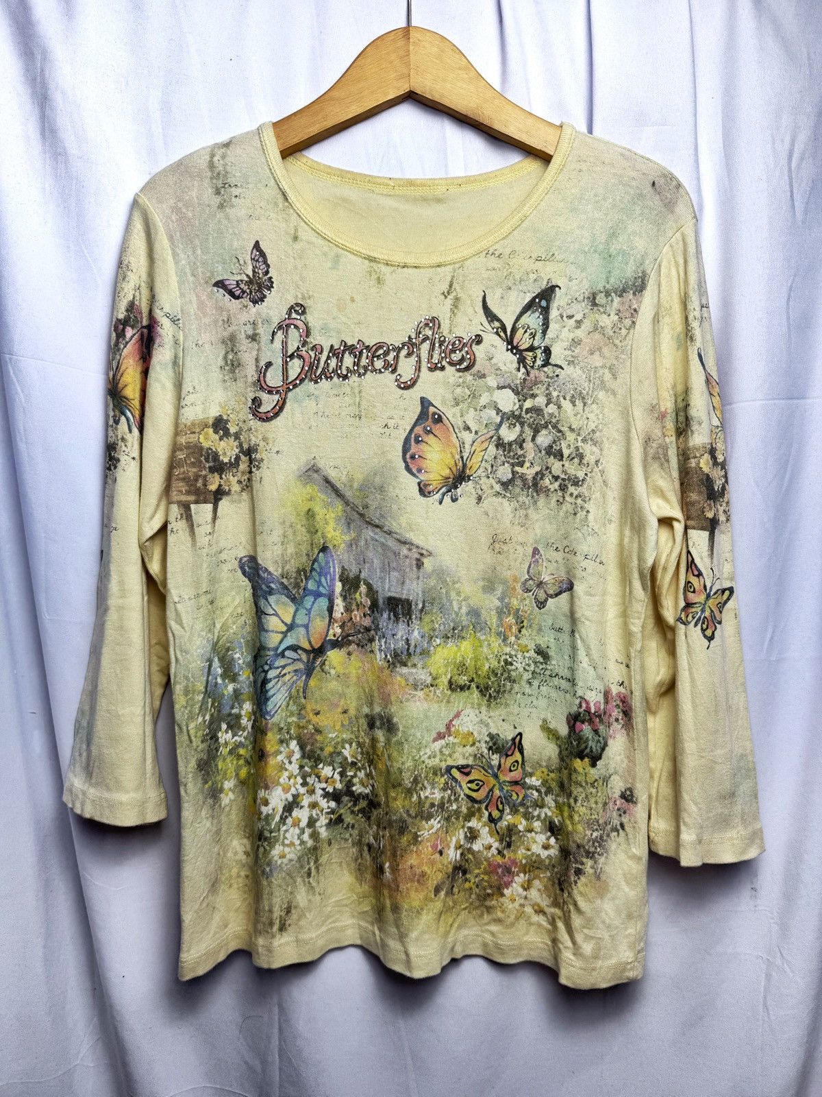Beauty Beast × Hysteric Glamour × Japanese Brand 2000s Butterflies Poem Long Sleeve Japanese Style Size US M / EU 48-50 / 2 - 1 Thumbnail