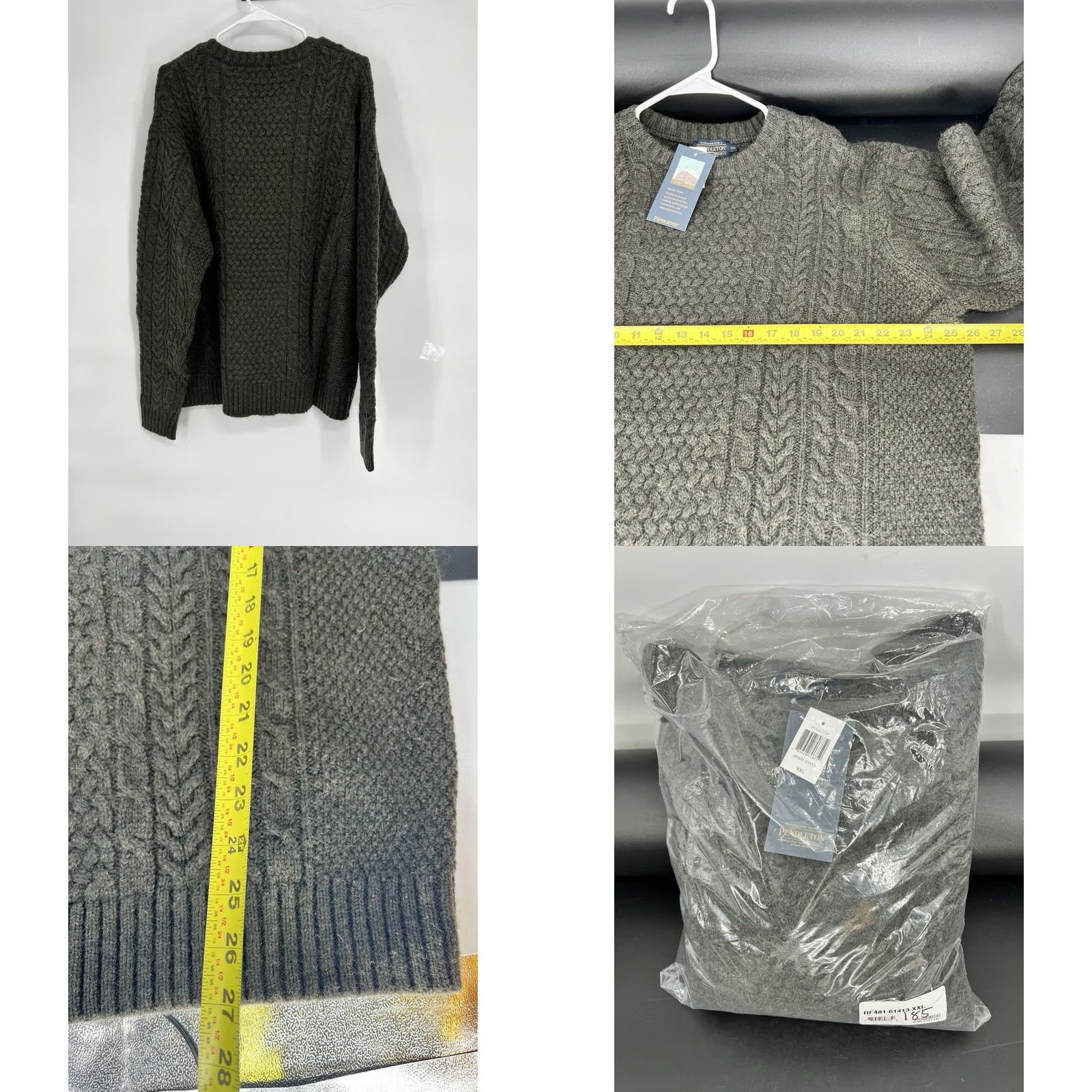 Pendleton Pendleton 100% Wool Fisherman Sweater Knit Crew Neck 2XL Dark Green Mens Pullover Cable Knit Vintage: No Size US XXL / EU 58 / 5 - 9 Thumbnail