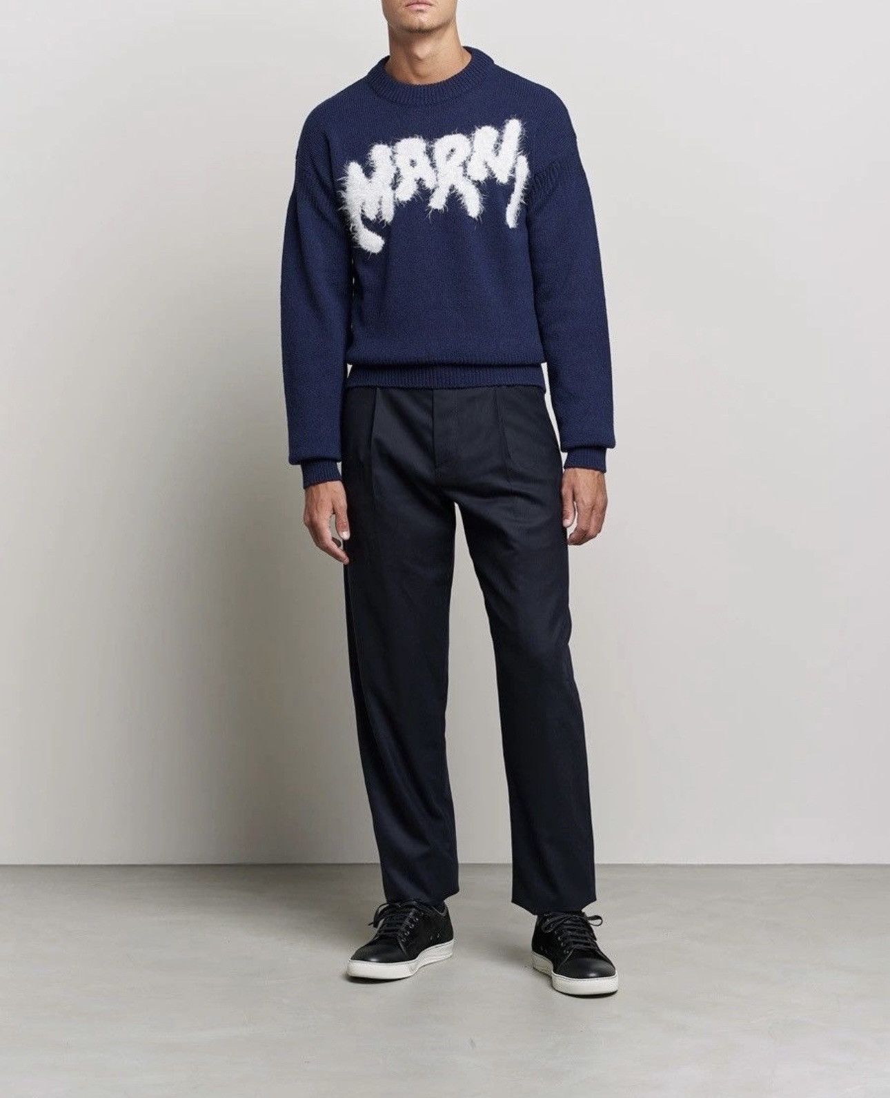 Marni Marni navy mohair logo sweater Size US M / EU 48-50 / 2 - 1 Thumbnail