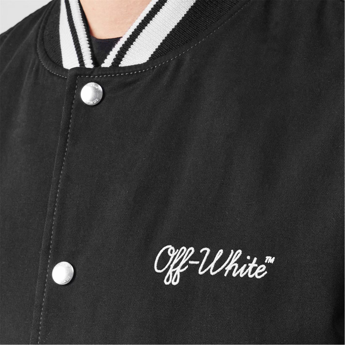 Off-White o1g2r1mq0326 Script Varsity Jacket in Black/White Size US M / EU 48-50 / 2 - 5 Thumbnail