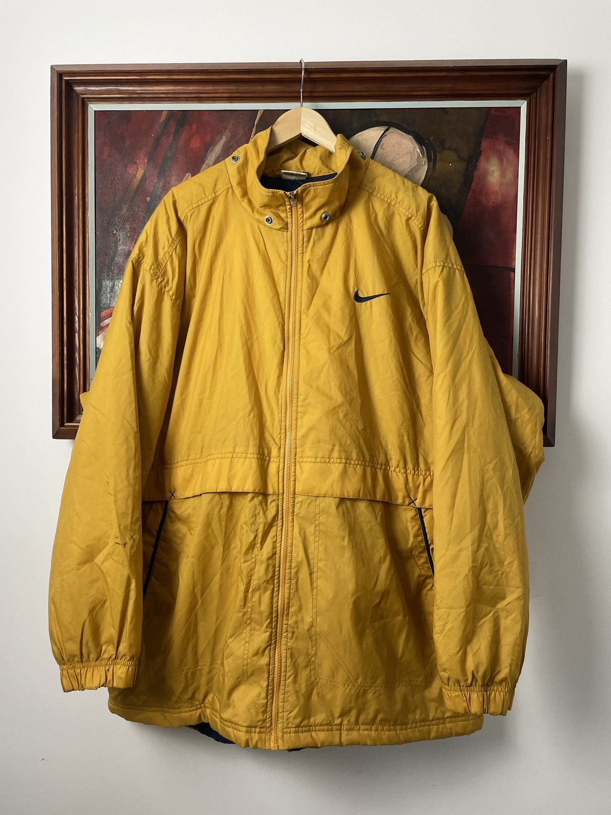 Nike Vintage 90s Nike Big Logo Yellow Jacket Parka Streetwear Size US XL / EU 56 / 4 - 2 Thumbnail