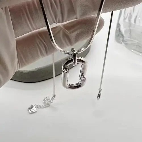 Japanese Brand Oval Pendant Snake Bone Chain Necklace Size ONE SIZE - 4 Thumbnail