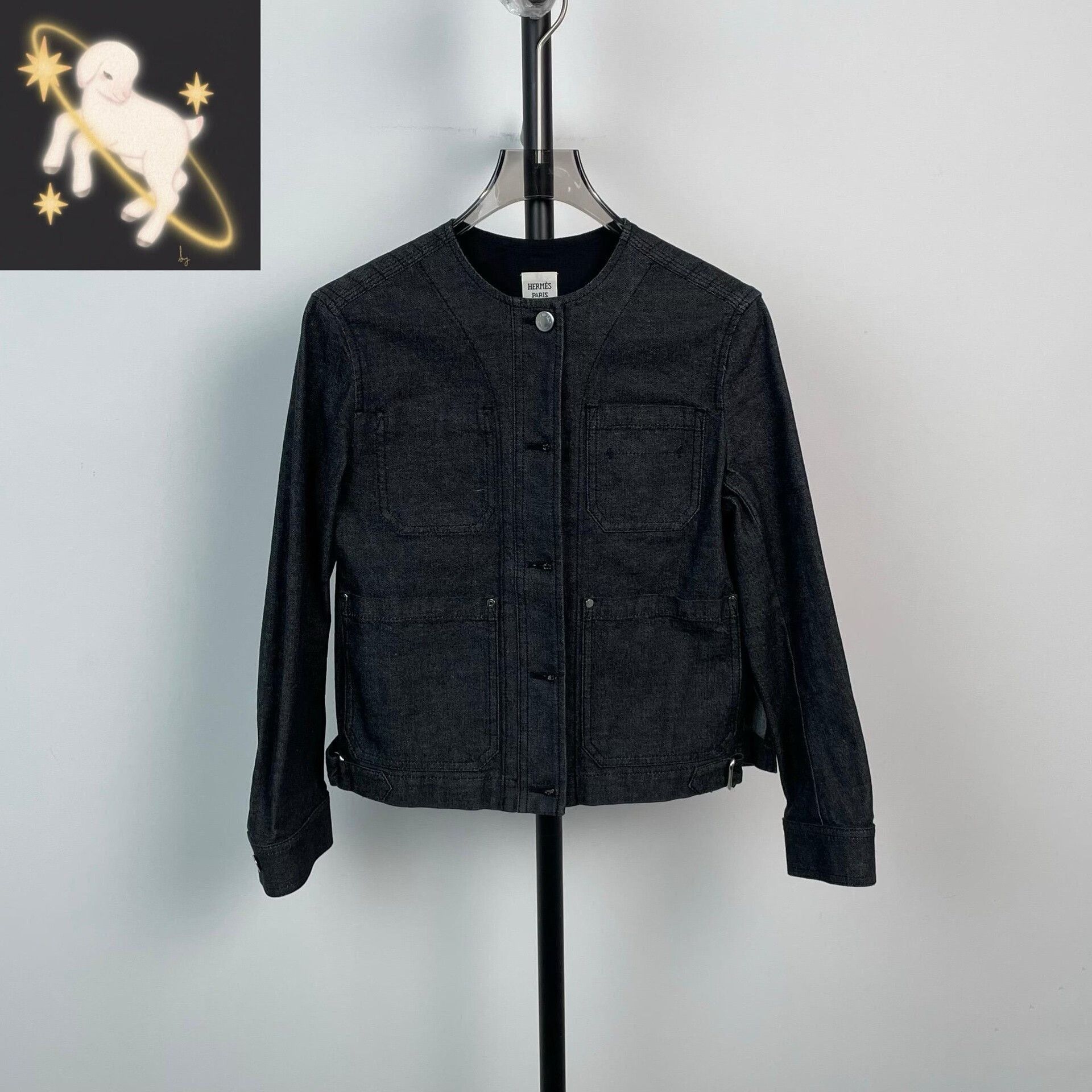 Hermes Hermes Black Gray Denim Jacket Size 34 Size XXS / US 00 / IT 34 - 1 Thumbnail