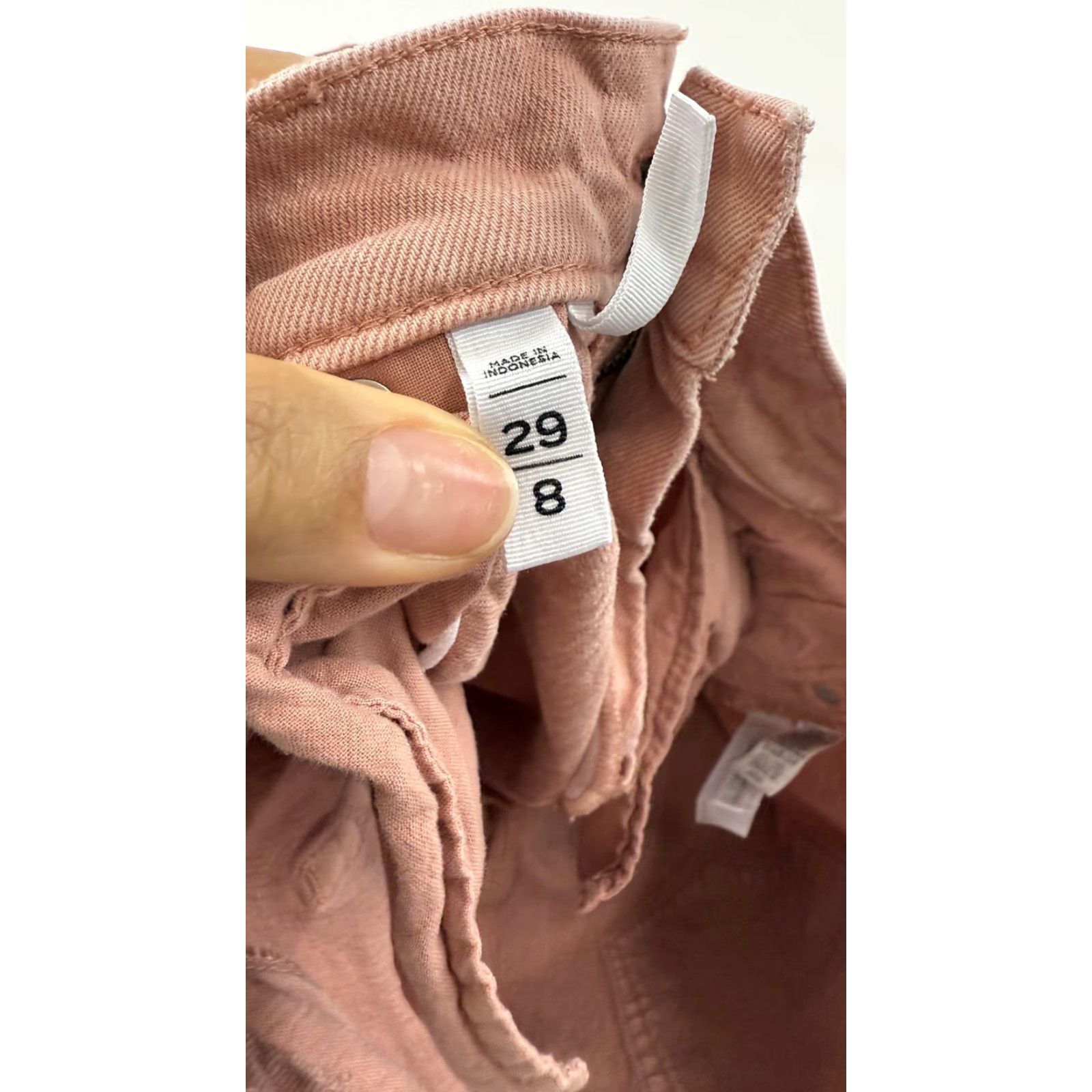 Loft LOFT Jeans Womens 29 8 Pink High Waist Straight Crop Raw Hem Denim Pants Size 29" - 4 Thumbnail