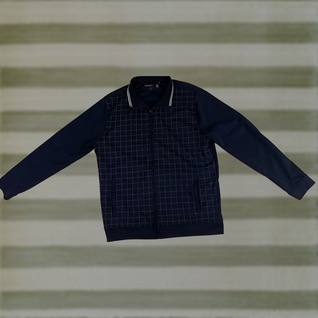Vintage VINTAGE Walter Hagen Golf Jacket Windbreaker Full Zip Chex Navy Blue 27in 20in pit to pit M Mens Size US M / EU 48-50 / 2 - 1 Thumbnail