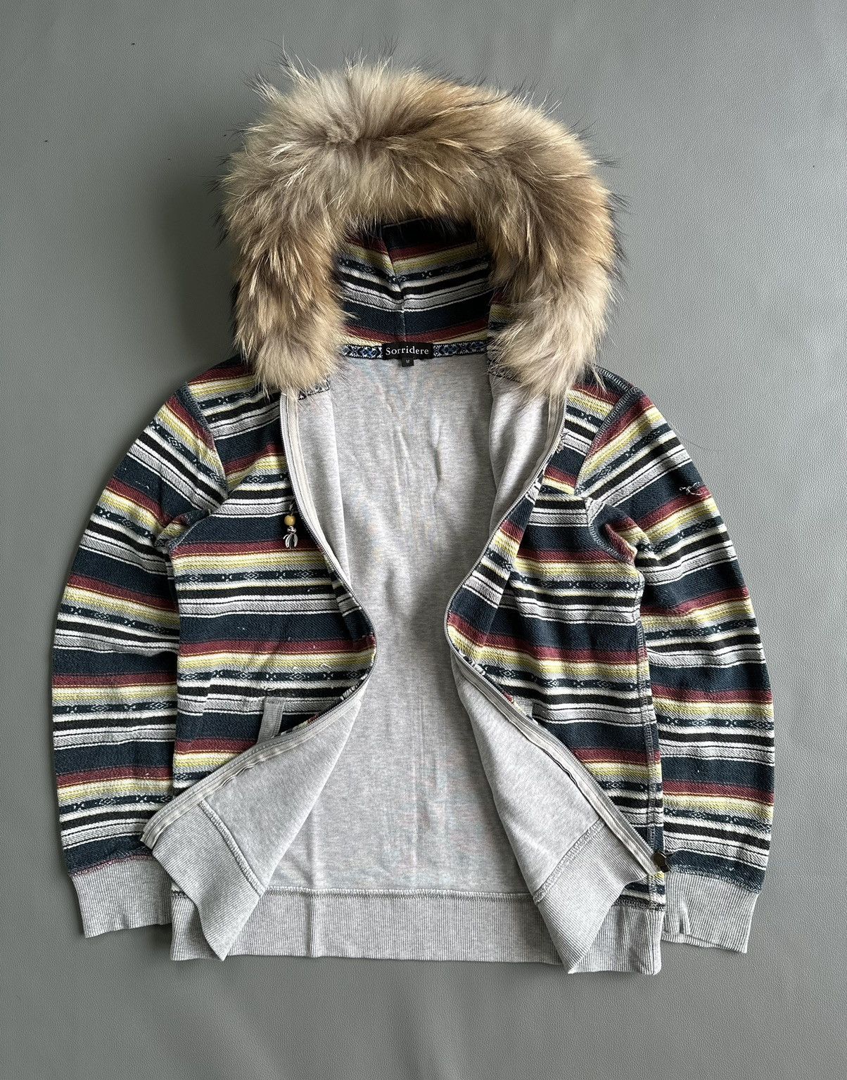 Hysteric Glamour DISTRESSED SORRIDERE STRIPED COLOUR FUR ZIP HOODIE LGB STYLE Size US M / EU 48-50 / 2 - 5 Thumbnail