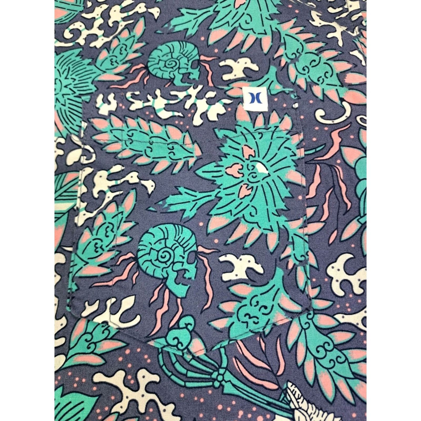 Hurley Hurley Mens Short Sleeve Button Up Shirt Multicolored Sea Print Size Medium #7302 Size US M / EU 48-50 / 2 - 6 Thumbnail