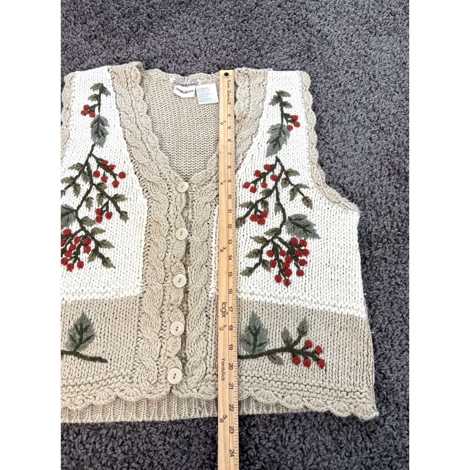 Vintage VINTAGE Bobbie Brooks Cardigan Sweater Vest Womens Medium Crochet Autumn Harvest Beige V-Neck Sleeveless Holiday Mens/Womens Size M / US 6-8 / IT 42-44 - 2 Thumbnail