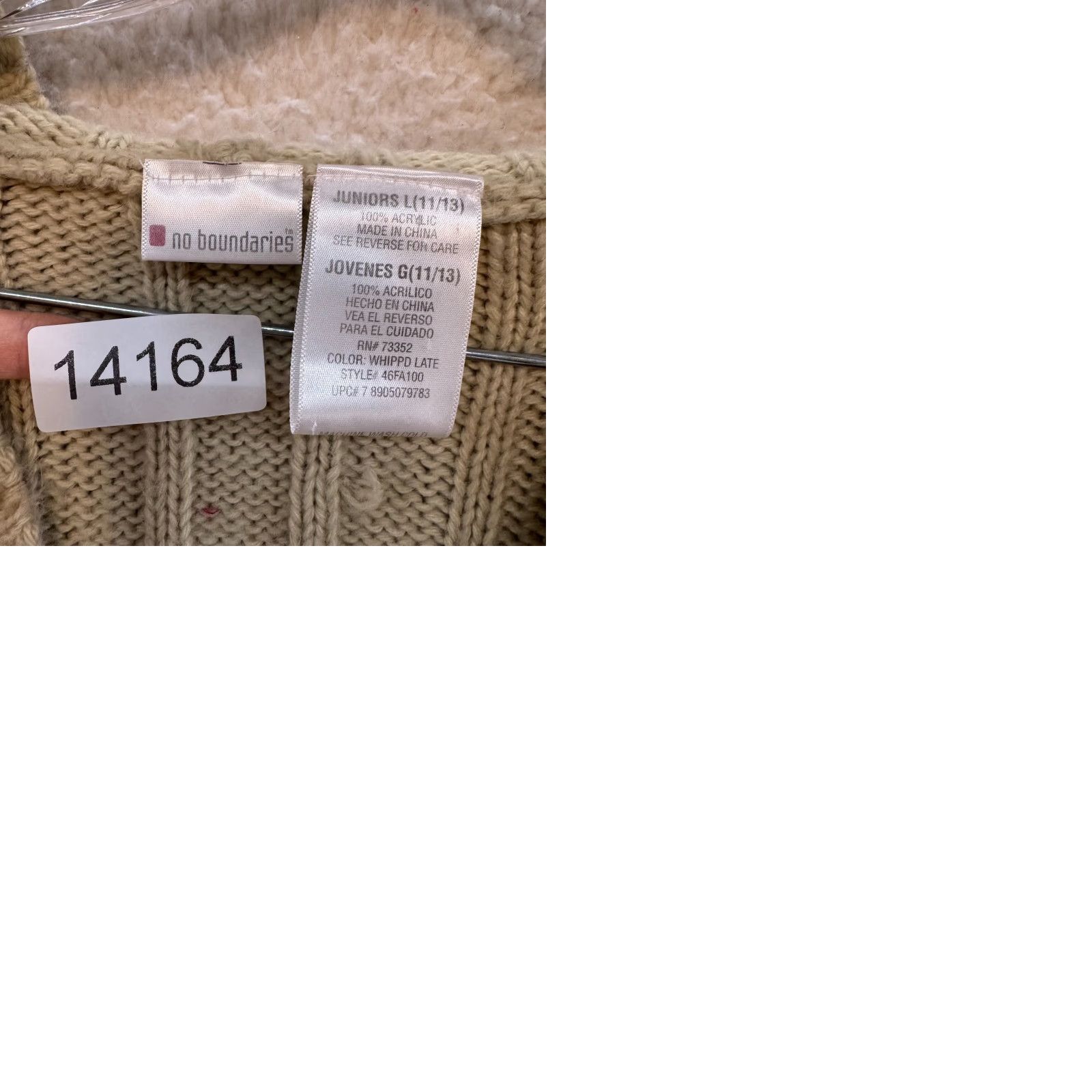 Vintage VINTAGE Y2K Crop Sweater Hoodie Large L Beige Cable Knit Boho Grunge No Boundaries Shirt Womens Size L / US 10 / IT 46 - 9 Thumbnail