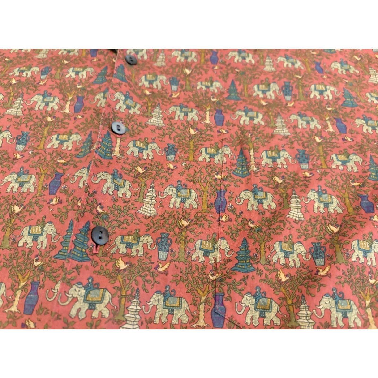 Tori Richard Tori Richard Button-Up Shirt Elephant Monkey Print Cotton Lawn Mens XL Multicolor Small Details: Short Sleeve, Button Closure, Regular Size Size US XL / EU 56 / 4 - 3 Thumbnail