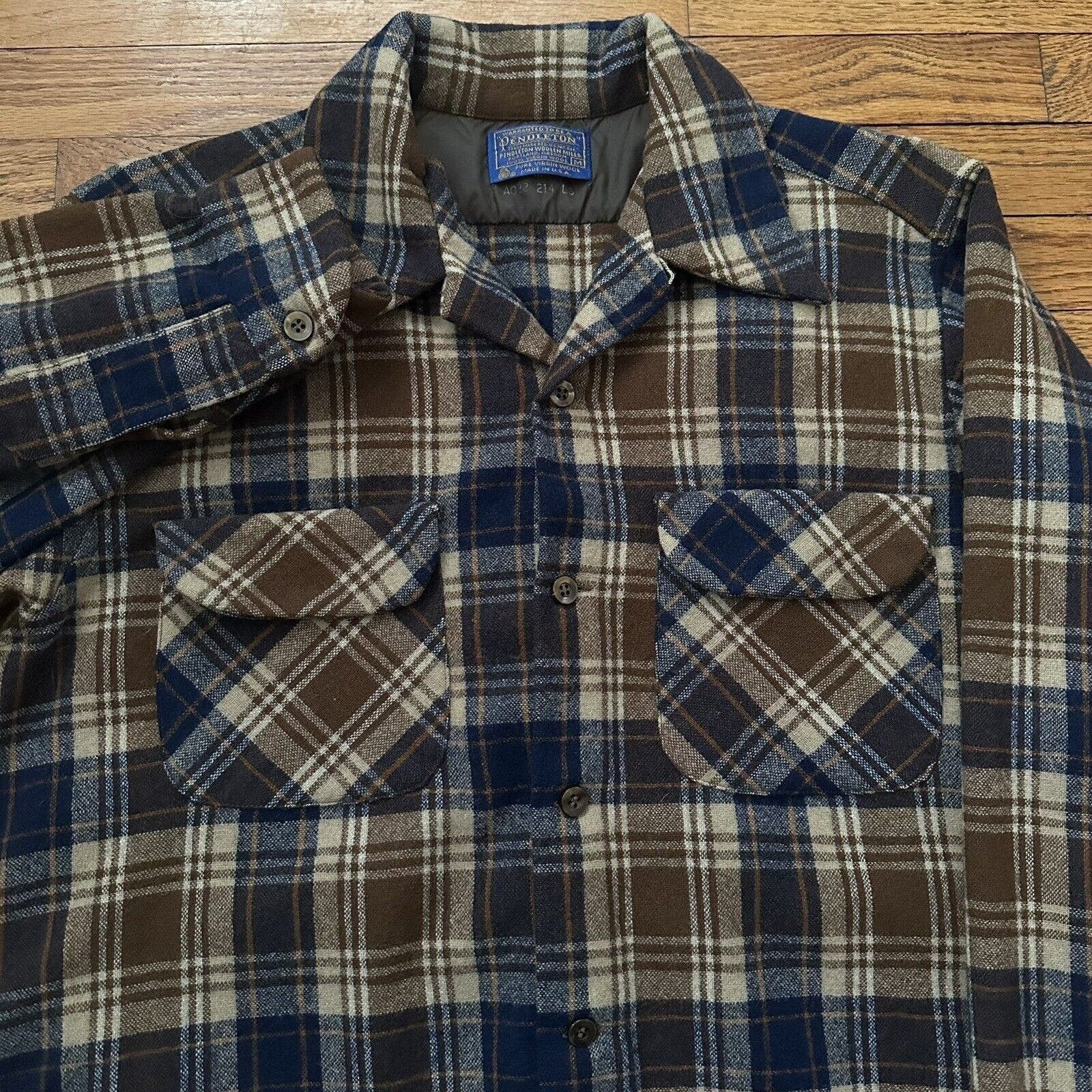 image of Flannel x Pendleton Vintage Pendleton Plaid Wool Board Shirt Medium Loop Collar, Men's
