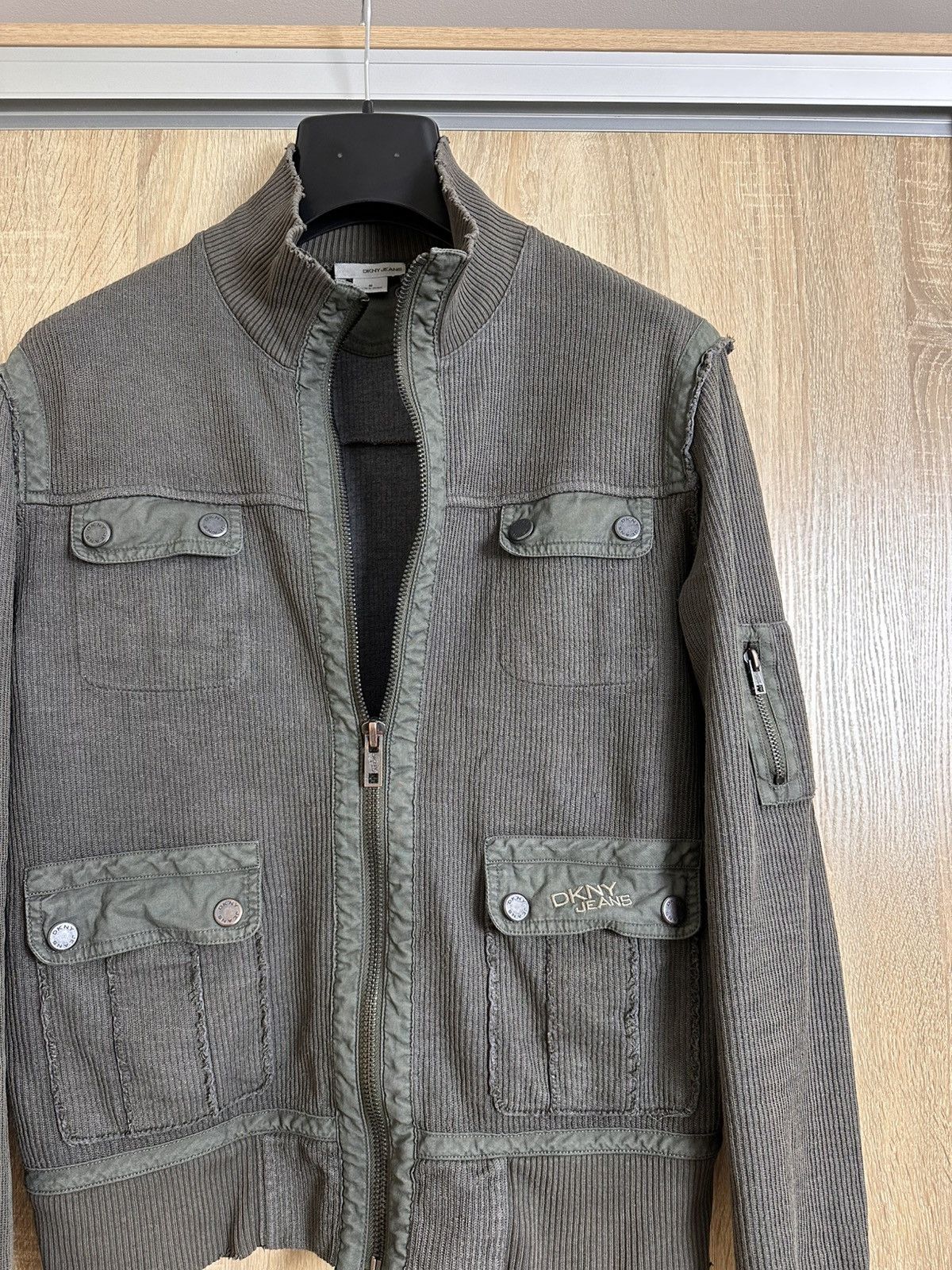 DKNY 🔥 DKNY JEANS Zip Up Military Pocket Distressed Pullover Y2K Size US M / EU 48-50 / 2 - 2 Thumbnail