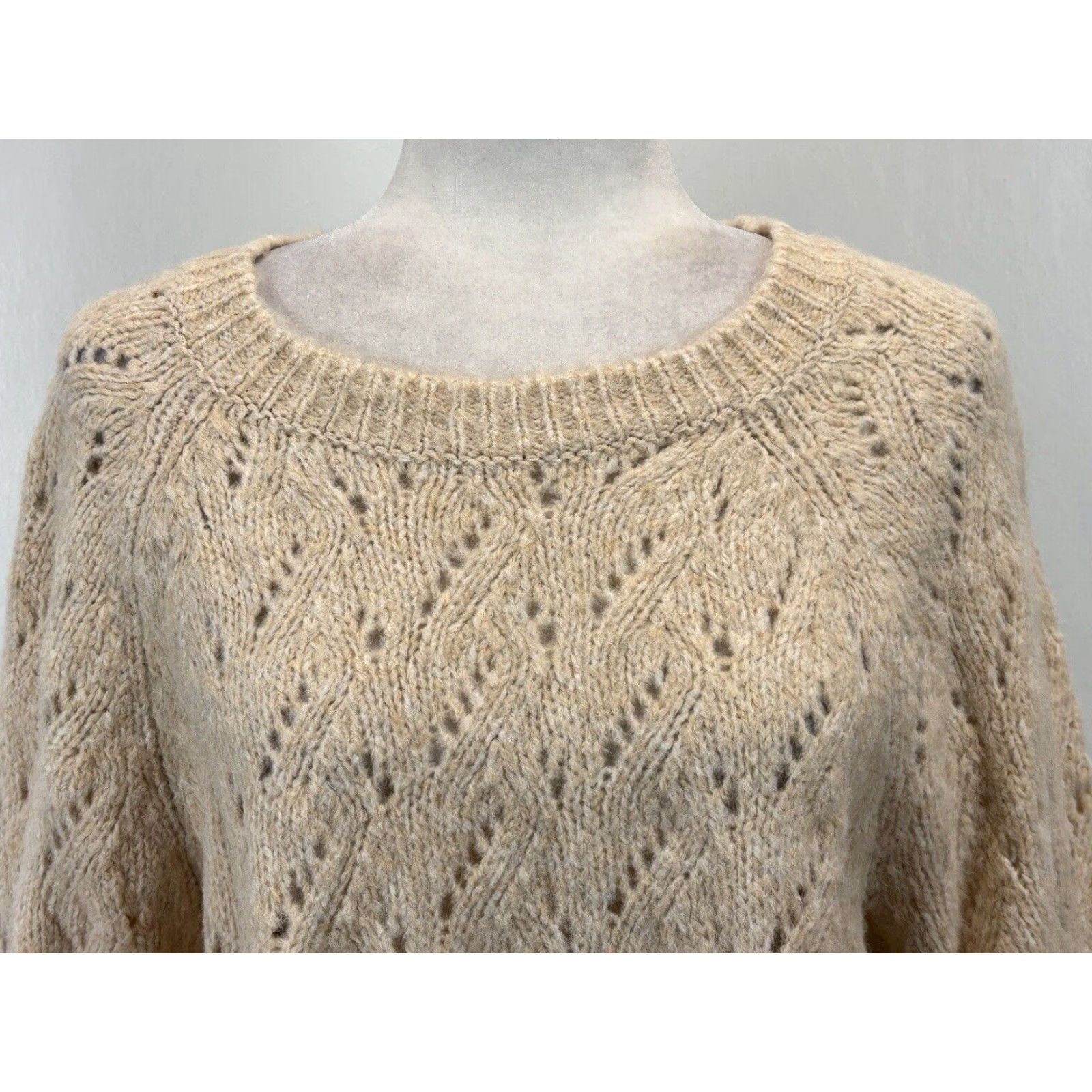 J.Crew VINTAGE J.CREW Women's Sweater XL Knit Crew Neck Wool Blend Long Sleeve Pullover Cream Size XL / US 12-14 / IT 48-50 - 5 Thumbnail