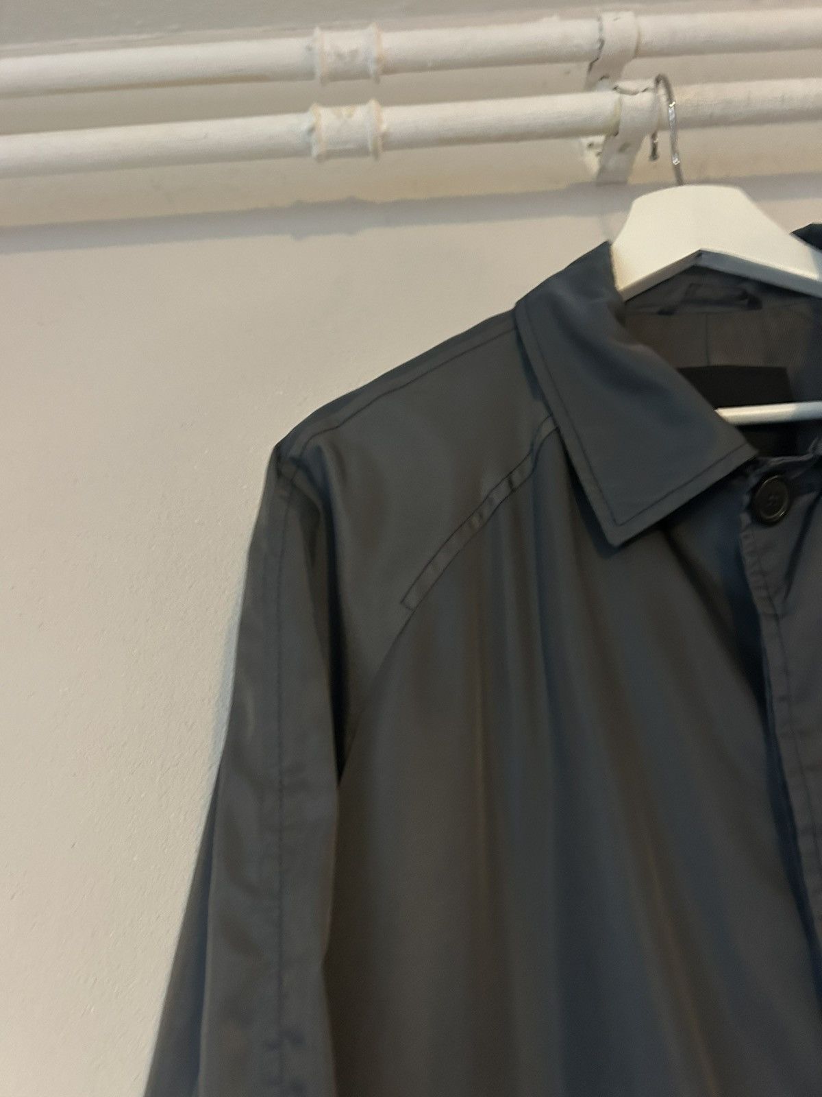 Prada Prada Milano Herringbone Lined Gray Nylon Raincoat - Size M Size US M / EU 48-50 / 2 - 3 Thumbnail