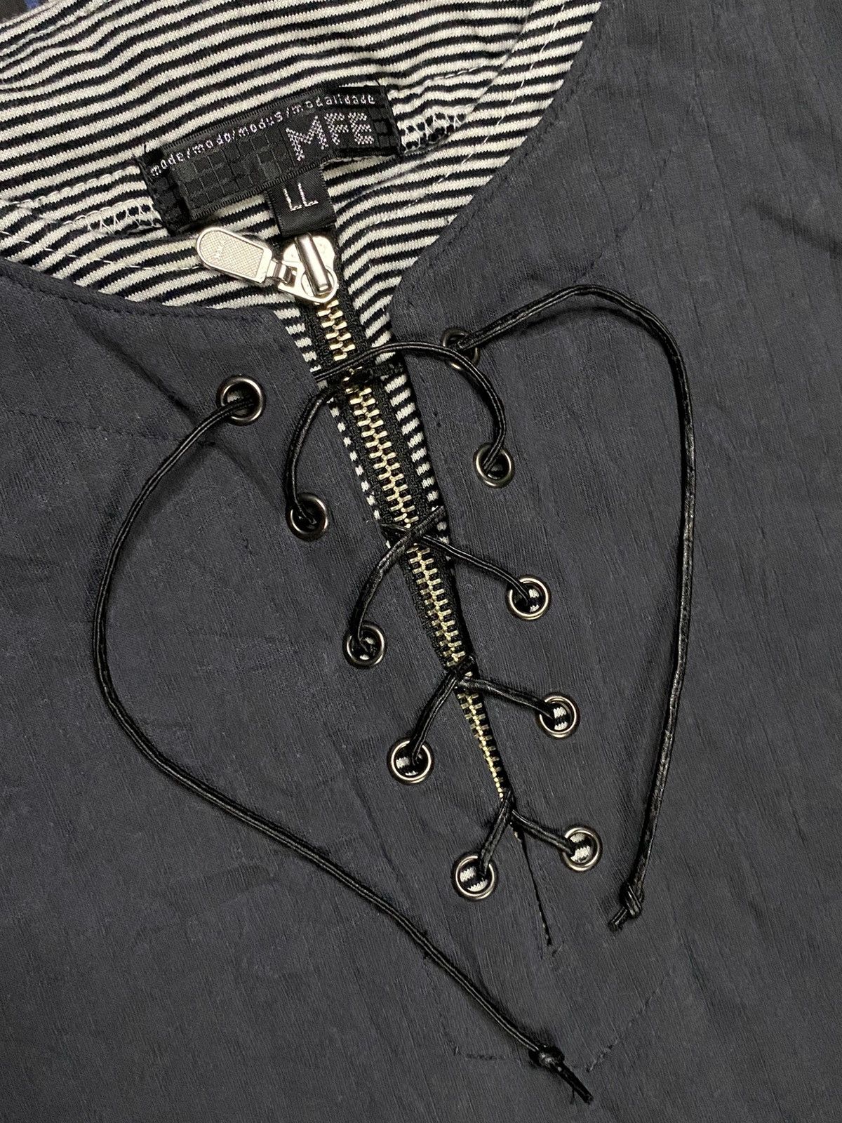 Le Grande Bleu (L.G.B.) Double Layer Lace Up Punk Style Longsleeve T shirt Size US L / EU 52-54 / 3 - 3 Thumbnail