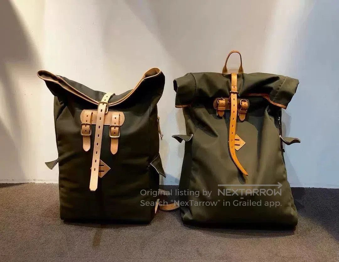 Japanese Brand stylish waterproof backpack with leather accents. Size ONE SIZE - 3 Thumbnail