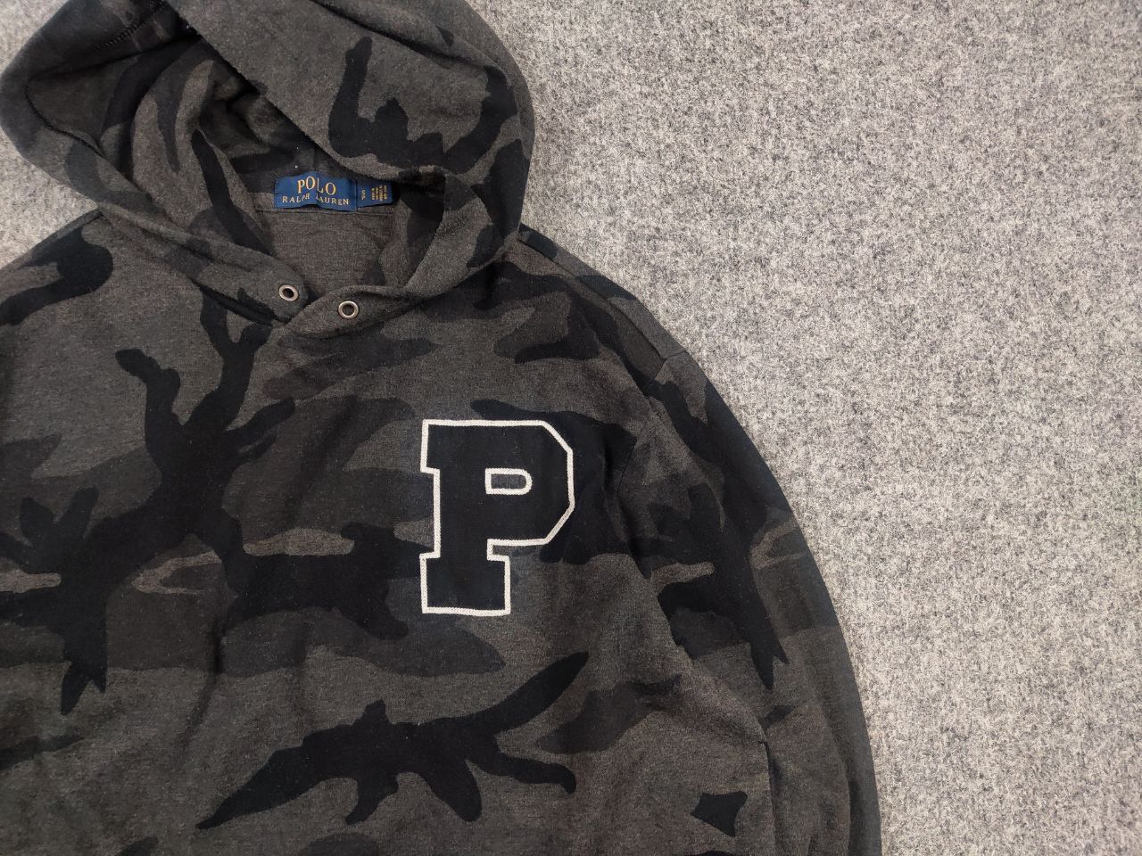 Polo Ralph Lauren Polo Ralph Lauren camo Gray Letterman hoodie Vintage Style Size US S / EU 44-46 / 1 - 5 Thumbnail