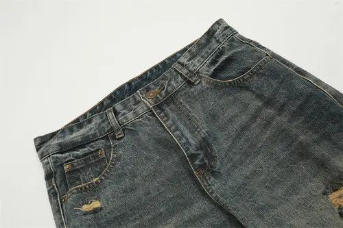 Japanese Brand × Jean Heavy washed men's punk distressed loose casual ripped jeans Size US 32 / EU 48 - 4 Thumbnail