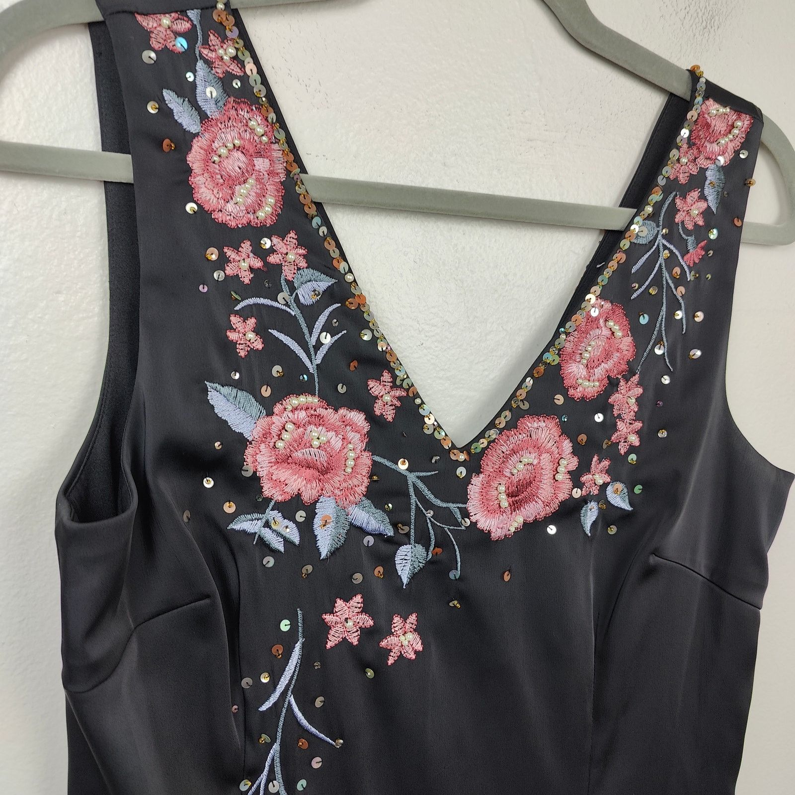 Other Vintage Spenser Jeremy Fairy Dress 6 Black Sheath Floral Size M / US 6-8 / IT 42-44 - 2 Thumbnail