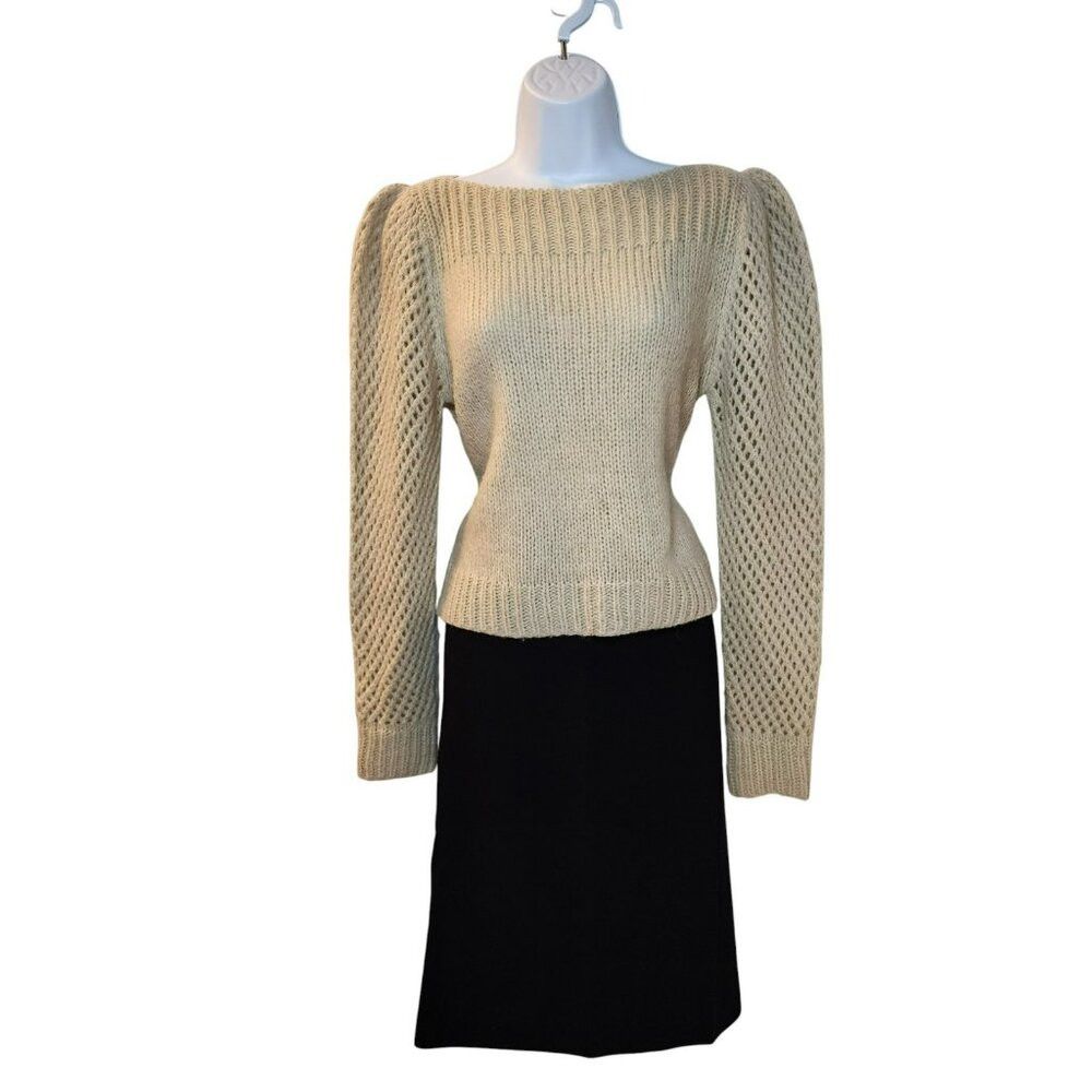 LoveShackFancy LoveShackFancy Alpaca Wool Blend Sweater – XS – Cream – Bat Size XS / US 0-2 / IT 36-38 - 8 Thumbnail