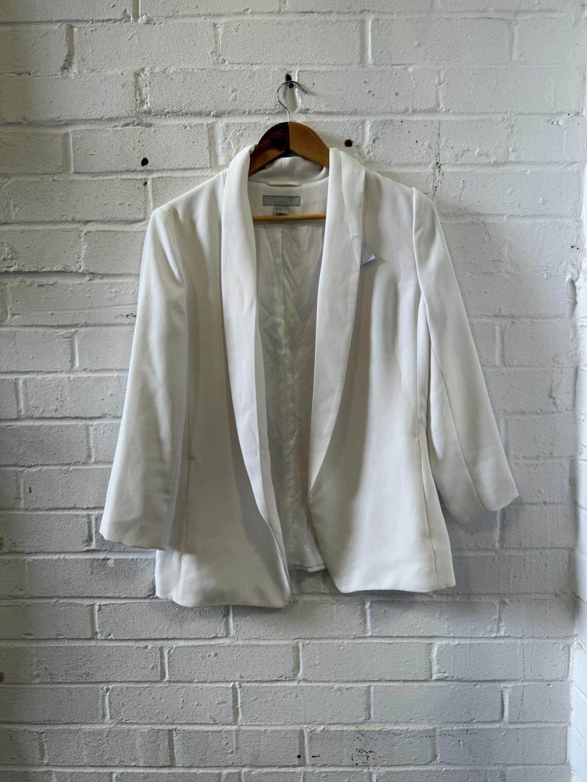 H&M White Women's Blazer Size US 10 Size L / US 10 / IT 46 - 2 Thumbnail