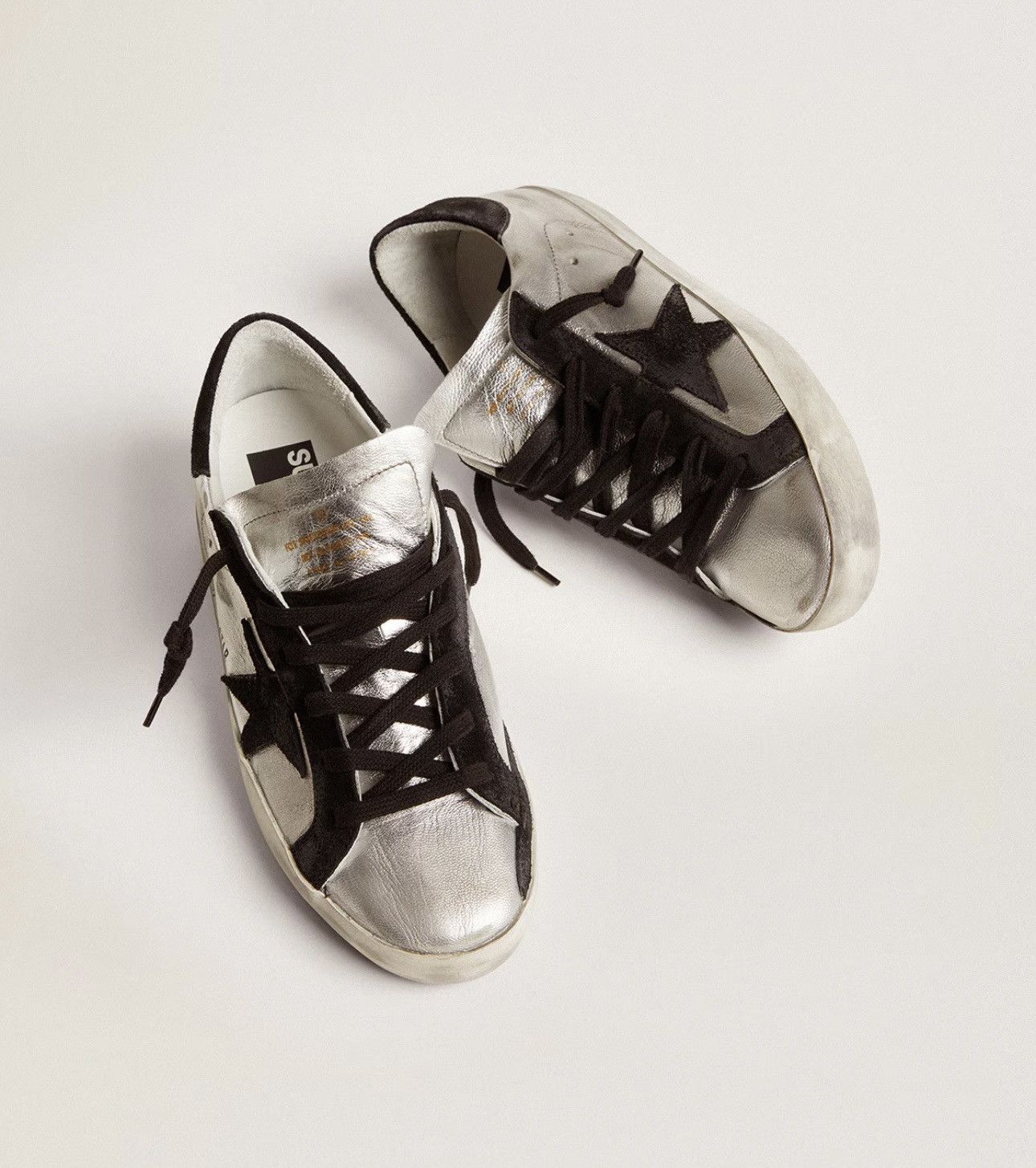 Golden Goose Women's Super-Star in silver leather with contrasting insert Size US 9.5 / IT 39.5 - 5 Thumbnail
