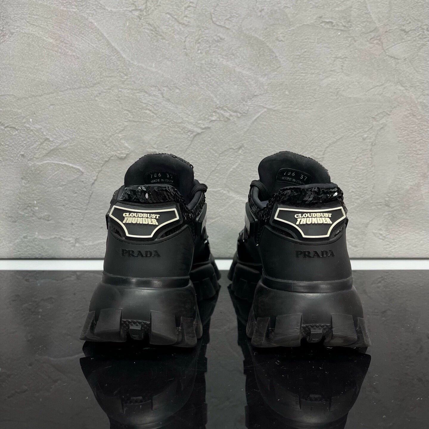 Prada Prada Sequined Platform Zigzag-Sole Sneakers 99 New 37 Size US 6 / IT 36 - 5 Thumbnail