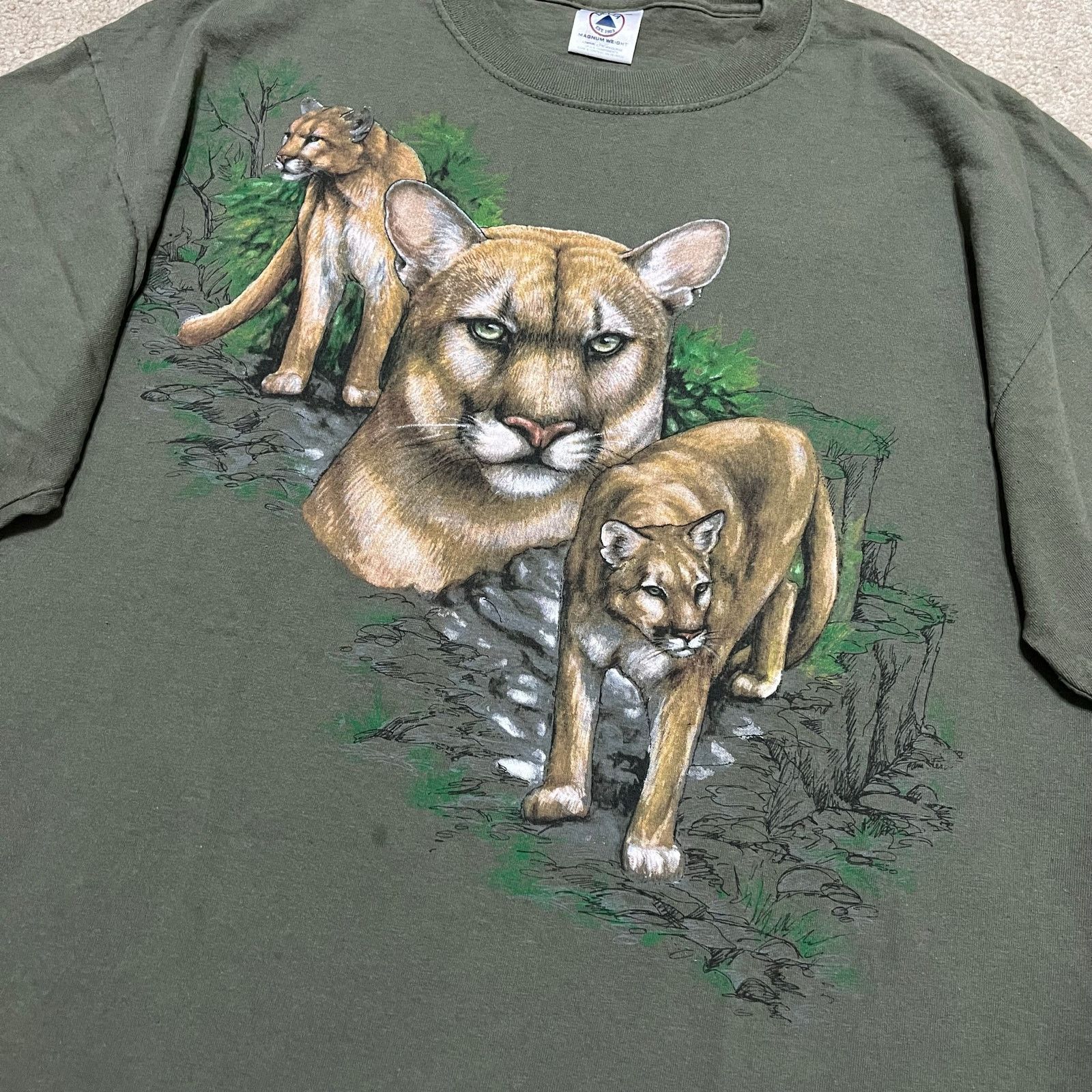Other Mountain Lion Forest Green Nature Animals Graphic Shirt XL Size US XL / EU 56 / 4 - 3 Thumbnail