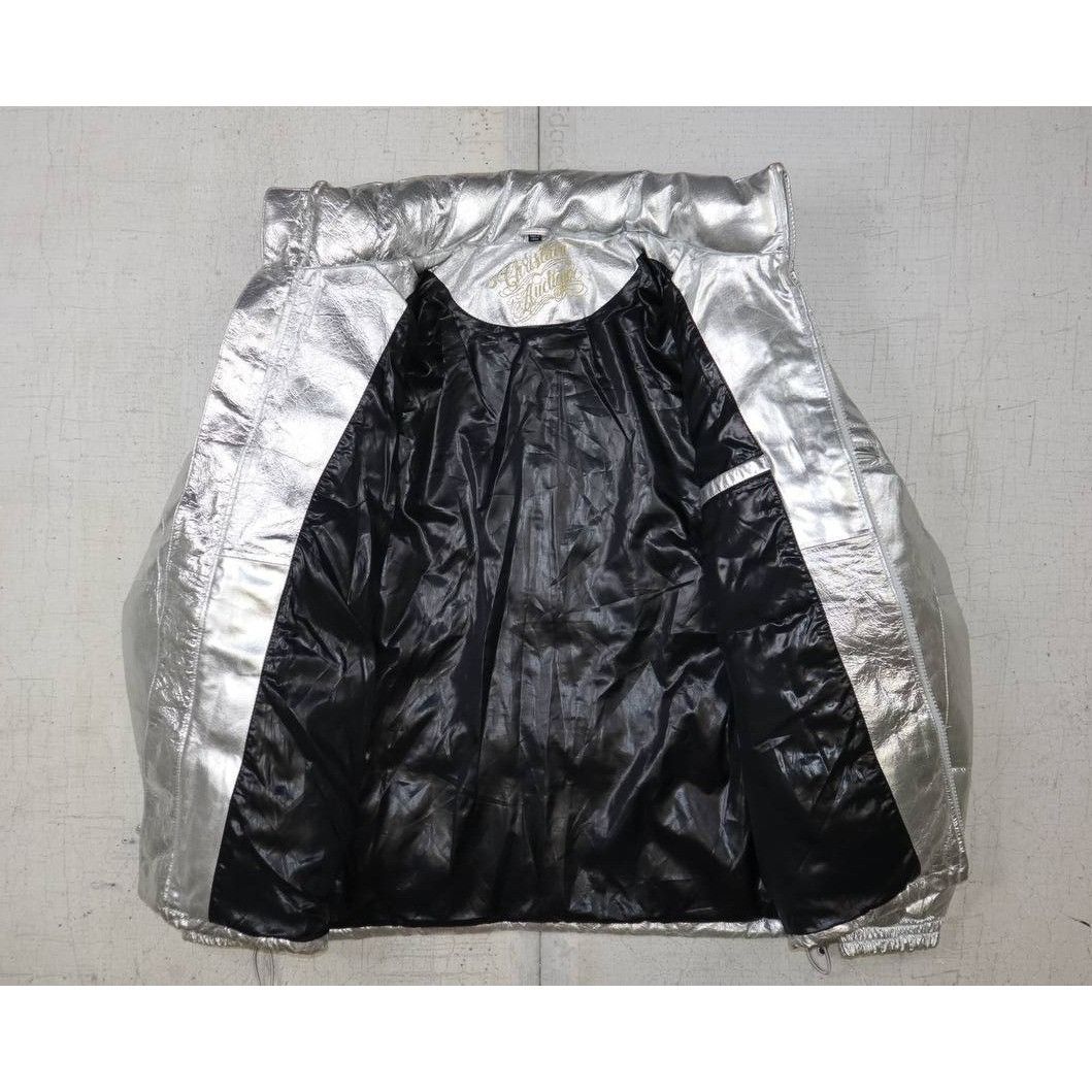 Christian Audigier Y2K Metallic Leather Puffer Jacket Gold Eagle Logo Sz M Size US M / EU 48-50 / 2 - 5 Thumbnail