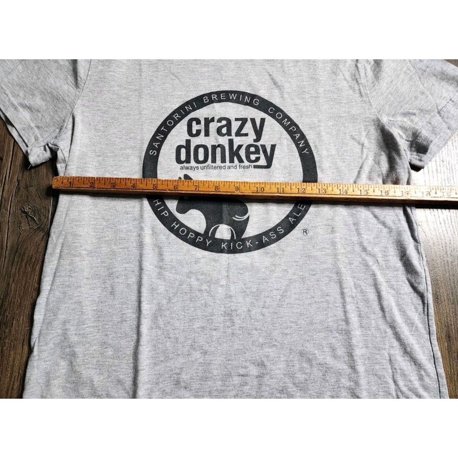 Vintage Womens T-Shirt Crazy Donkey Santorini Brewing Co. Greece Beer Gray L 100% Cotton Crew Neck Short Sleeve Shirt Womens Size L / US 10 / IT 46 - 3 Thumbnail