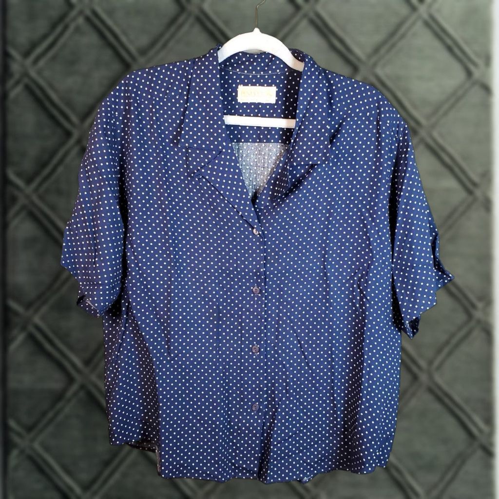 VINTAGE Country Sophisticates By Pendleton Womens Blouse Button Up Top Polka Dot Sz 16