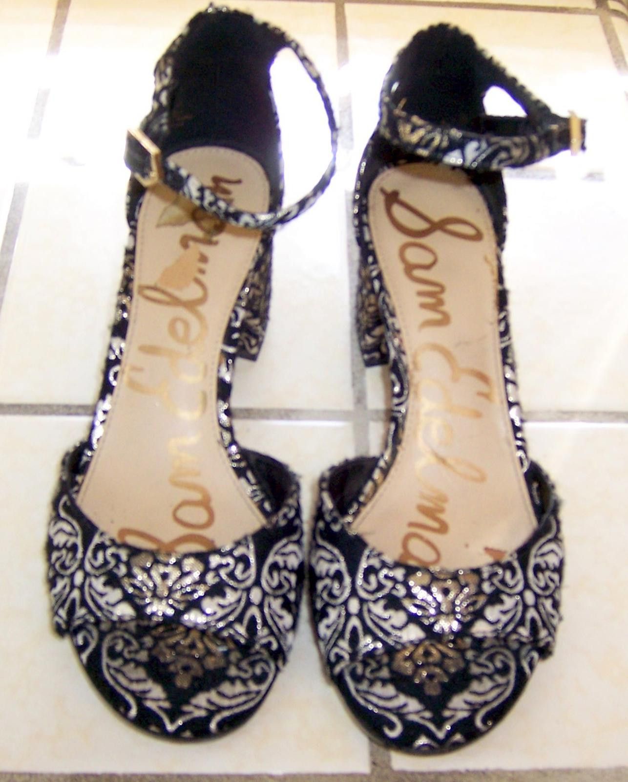 Sam Edelman Sam Edelman Paisley Black and Gold Brocade Block Heels 7 Size US 7 / IT 37 - 2 Thumbnail