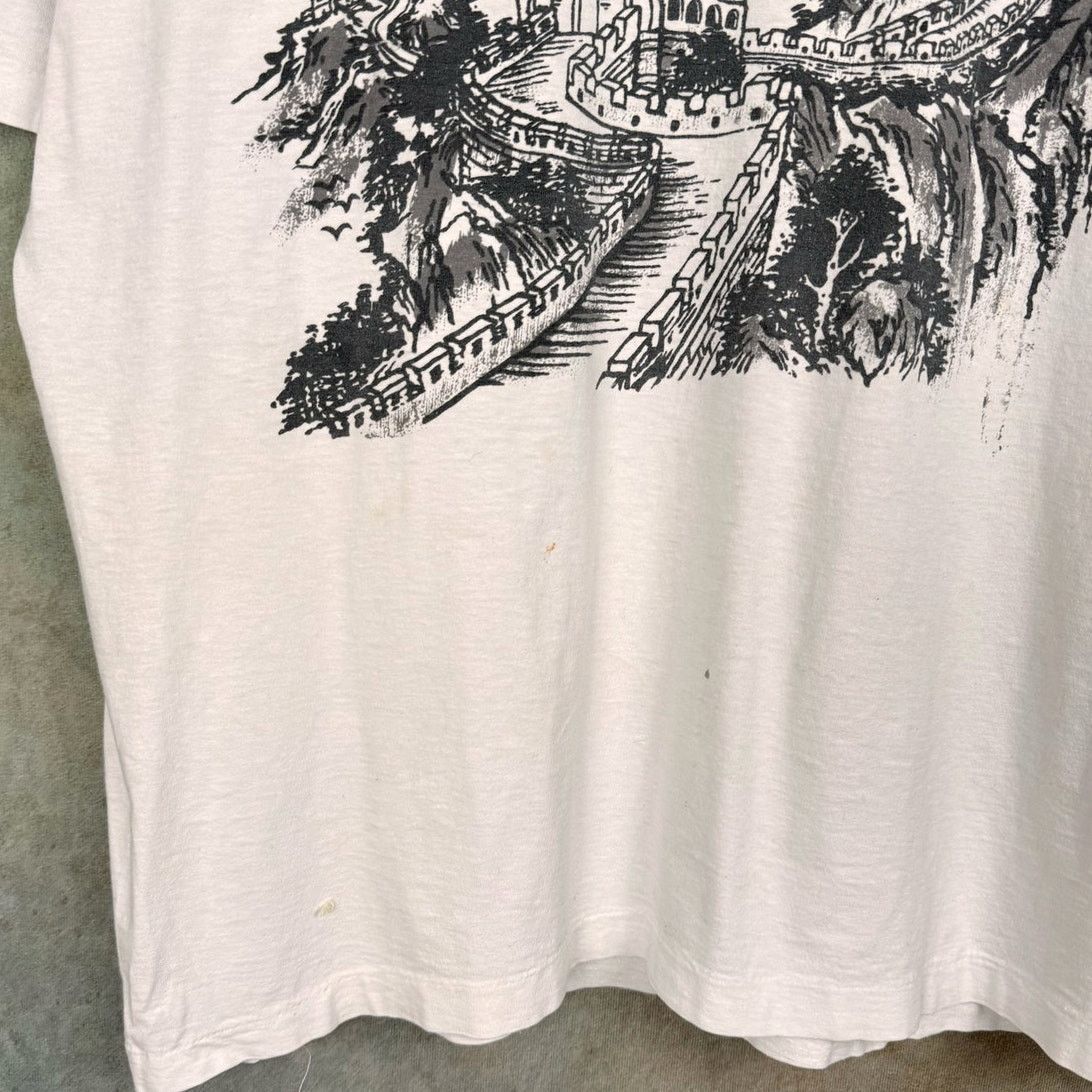 Vintage VTG Great Wall of China Graphic T Shirt Mens Sz M White 90s Size US M / EU 48-50 / 2 - 5 Thumbnail